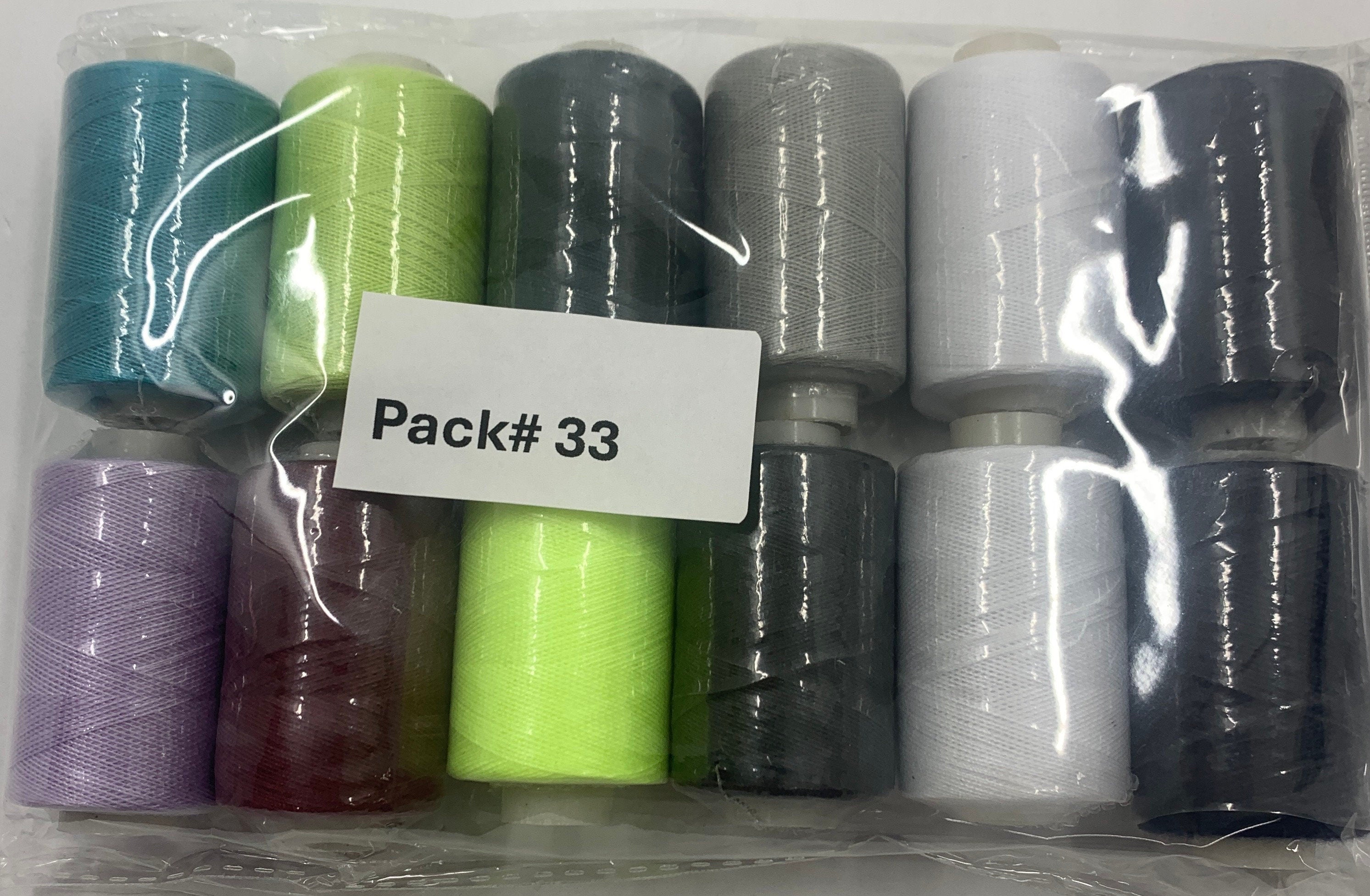 Sewing threads 12 assorted colors per package, each package assortment is different from each other, all packages has 2 black and 2 white.