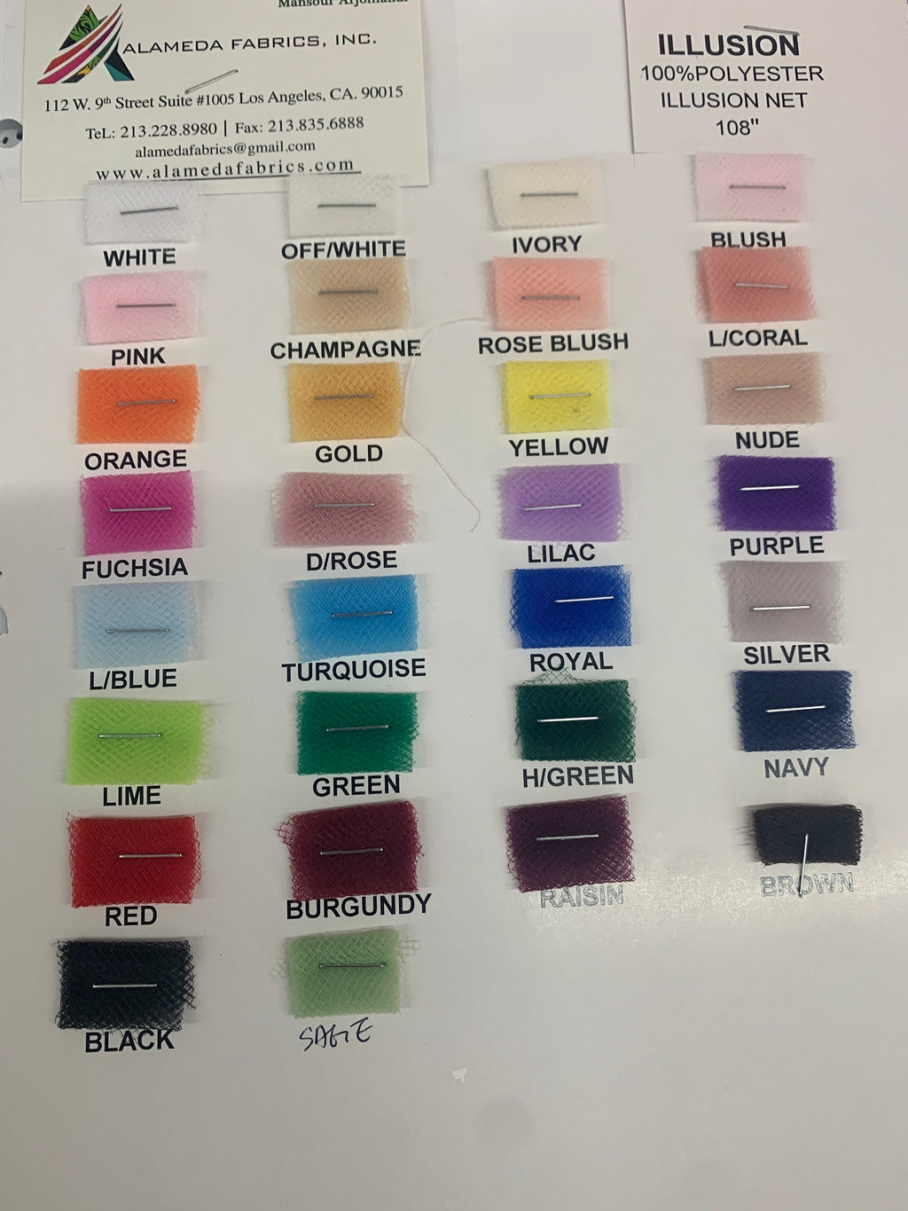 50 yards Illusion tulle fabric .width: 108 inches packed 4 fold bolt. 100% polyester, common uses in bridal line, tutu's. Tela de tul 108”