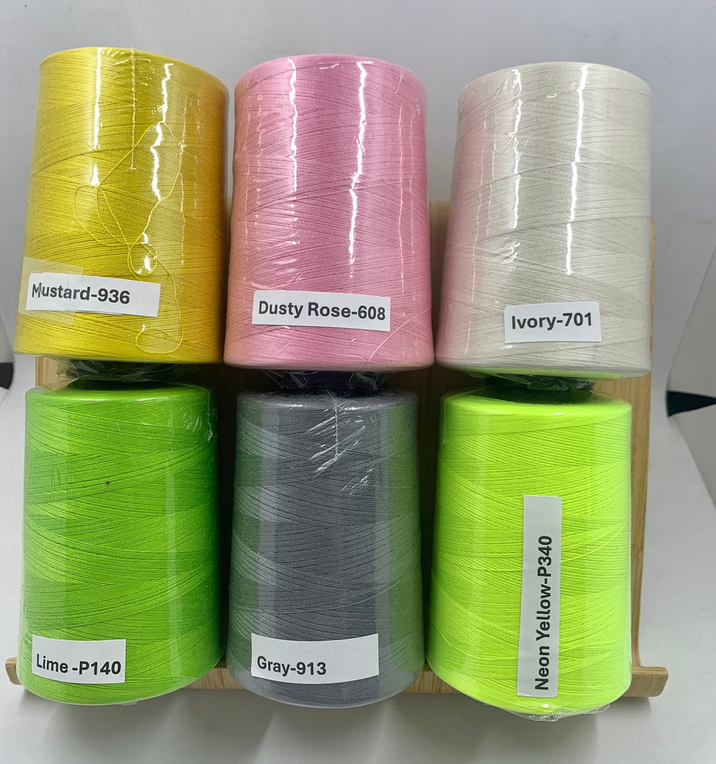 Sewing Threads Tex 40, 100% spun Polyester, 6000 yards Tex 40, 30/2,T50. Color card available for small fee, Made in U.S.A.