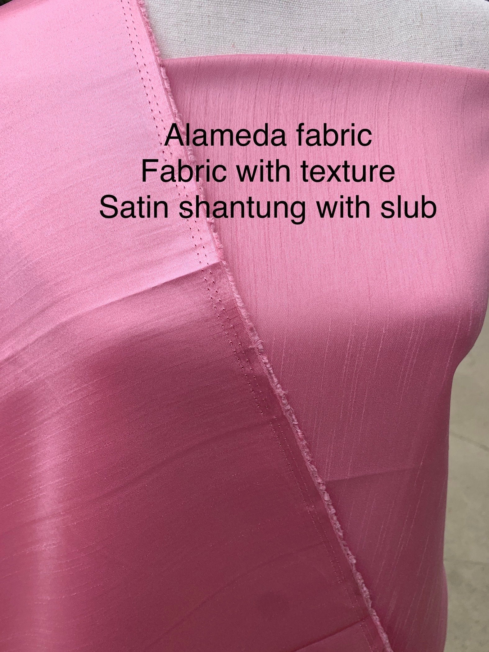 A 2 yards Dusty Rose satin Shantung Fabric width 58 inches polyester double sided dull and shiny. slubbed texture. FREE sample. item 112.