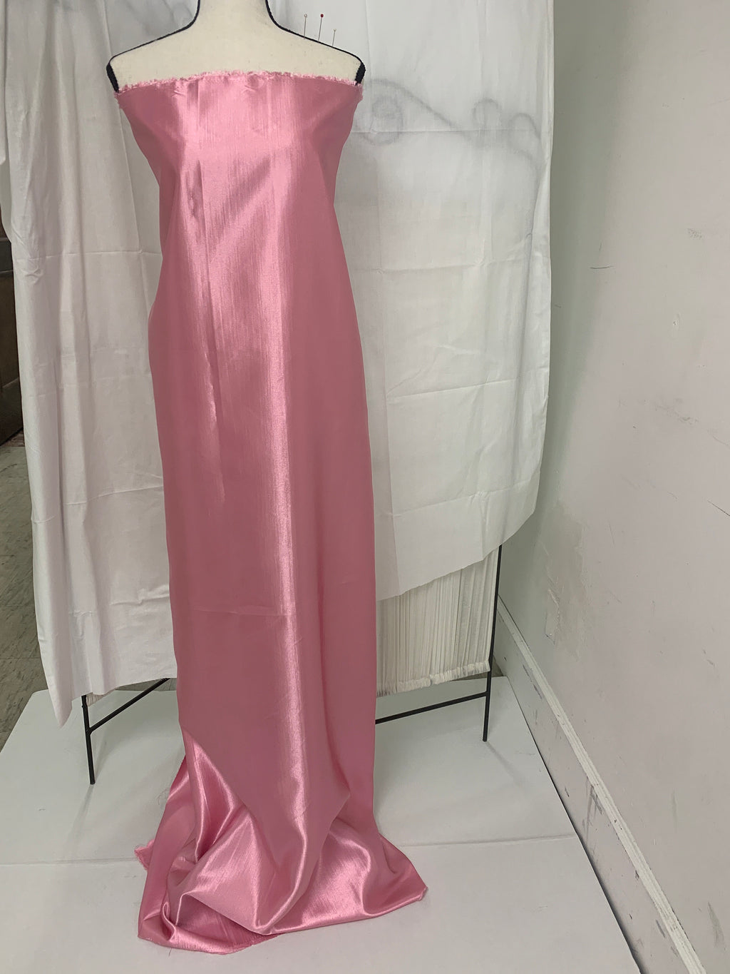 A 2 yards Dusty Rose satin Shantung Fabric width 58 inches polyester double sided dull and shiny. slubbed texture. FREE sample. item 112.