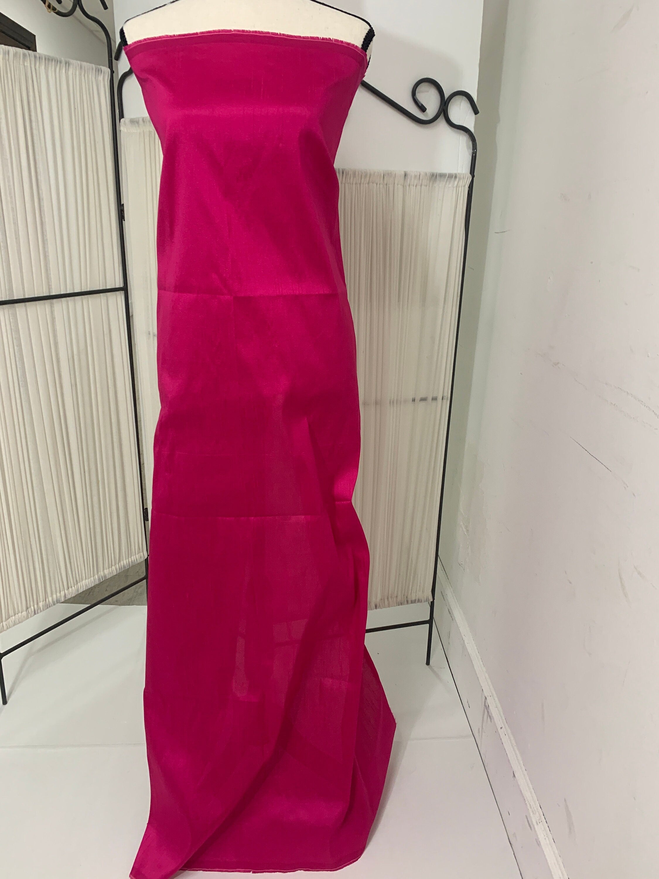 fuchsia Dupioni shantung fabric A 2 yards cut. width 54 inch. Sells by 2 yards increments, continuous. Item 111