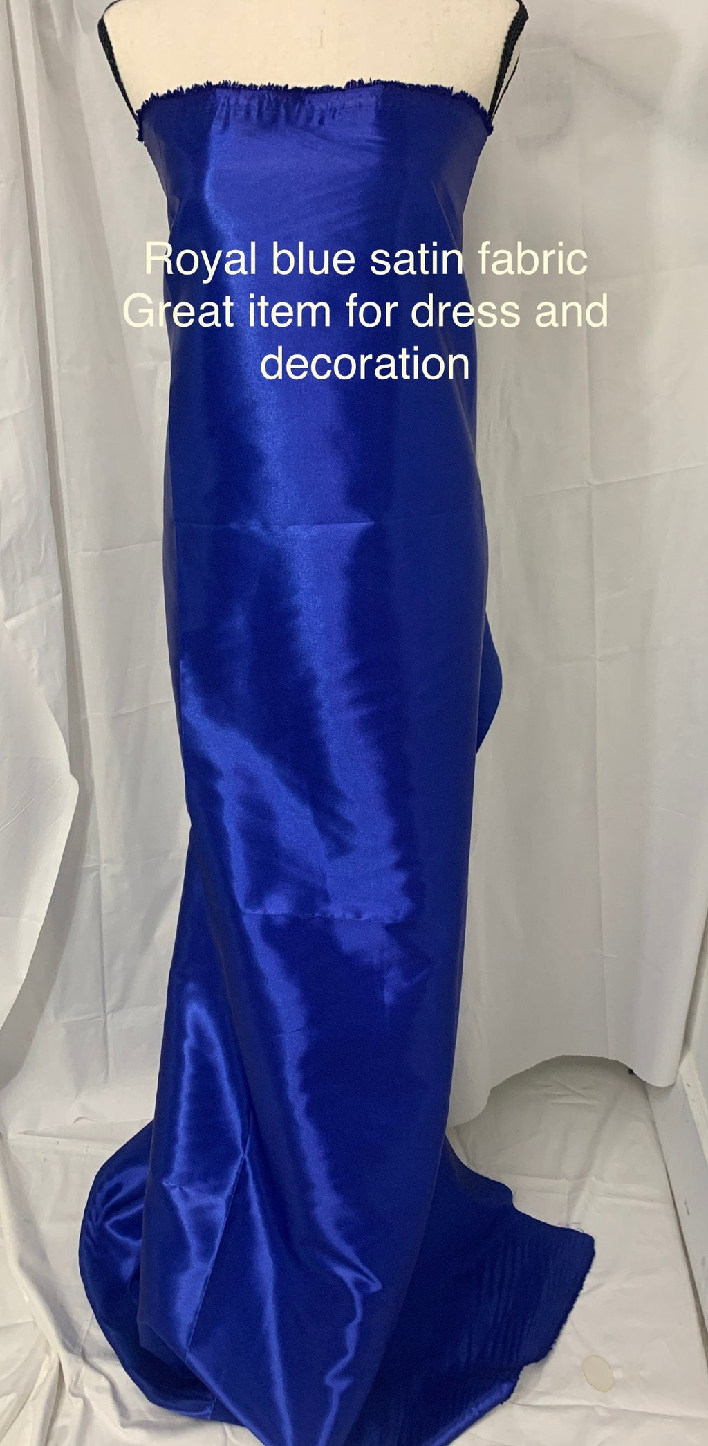 Royal blue satin width 58" polyester. great fabric for bridesmaid, table cover decoration and craft. free sample.