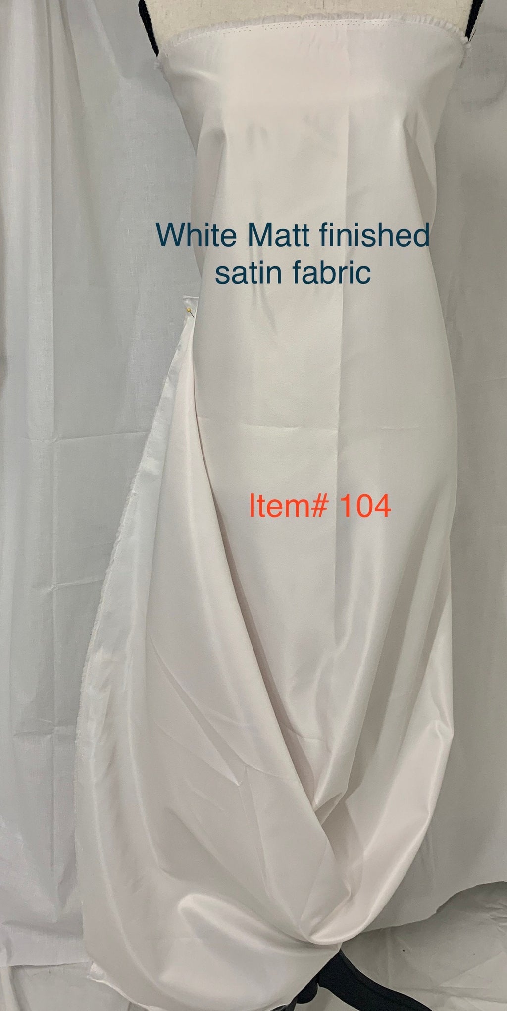 White Matt bridal satin fabric width 60", dry clean fabric, great item for party dress, bridesmaid and craft. free sample.