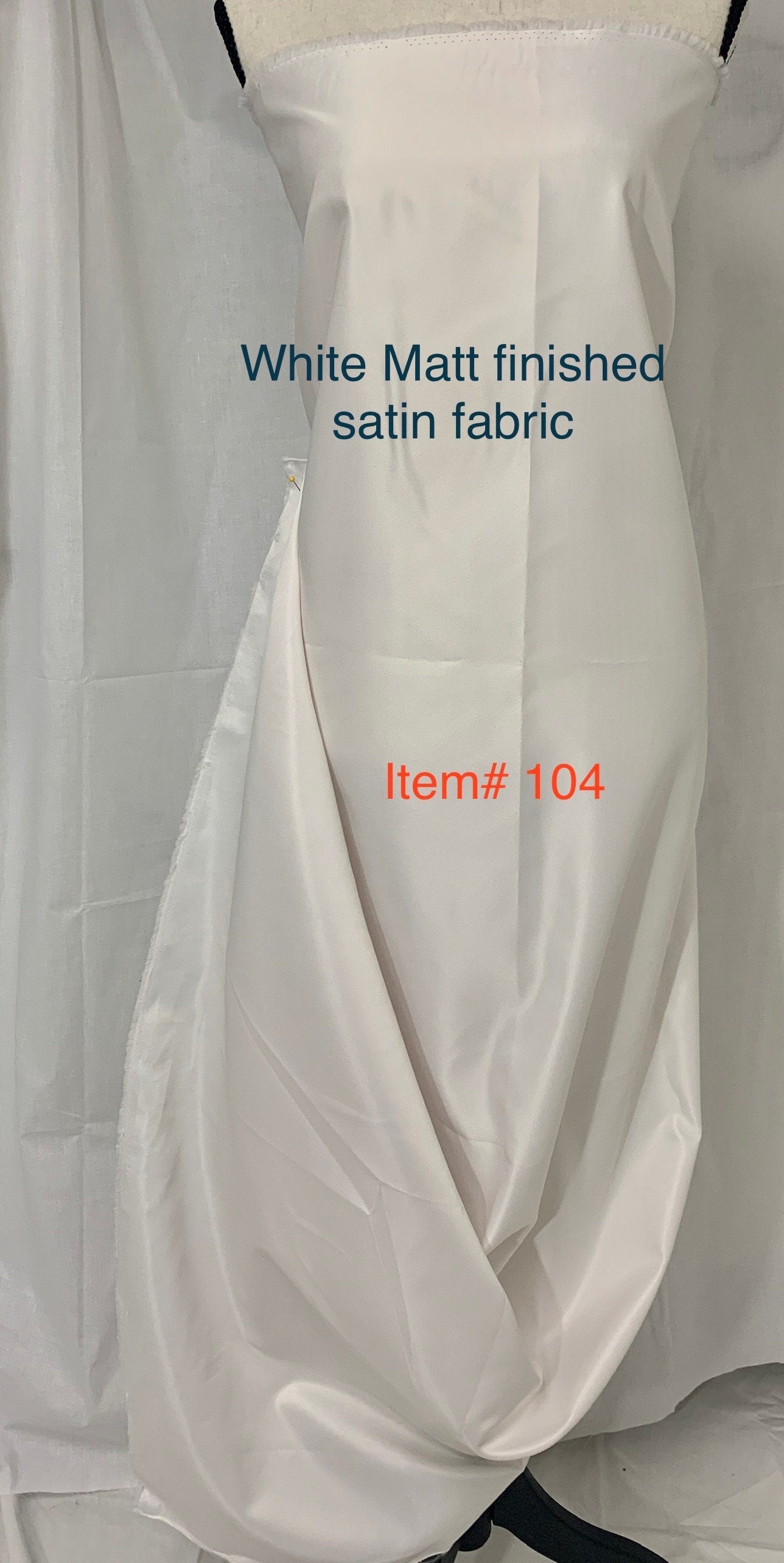 White Matt bridal satin fabric width 60", dry clean fabric, great item for party dress, bridesmaid and craft. free sample.