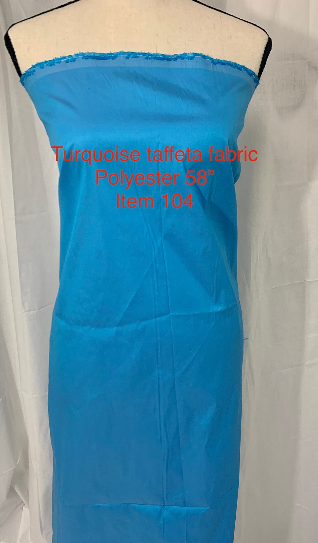 A 2 yards cut Taffeta fabric color turquoise. width 58" polyester. sell by 2 yards increment continuous.
