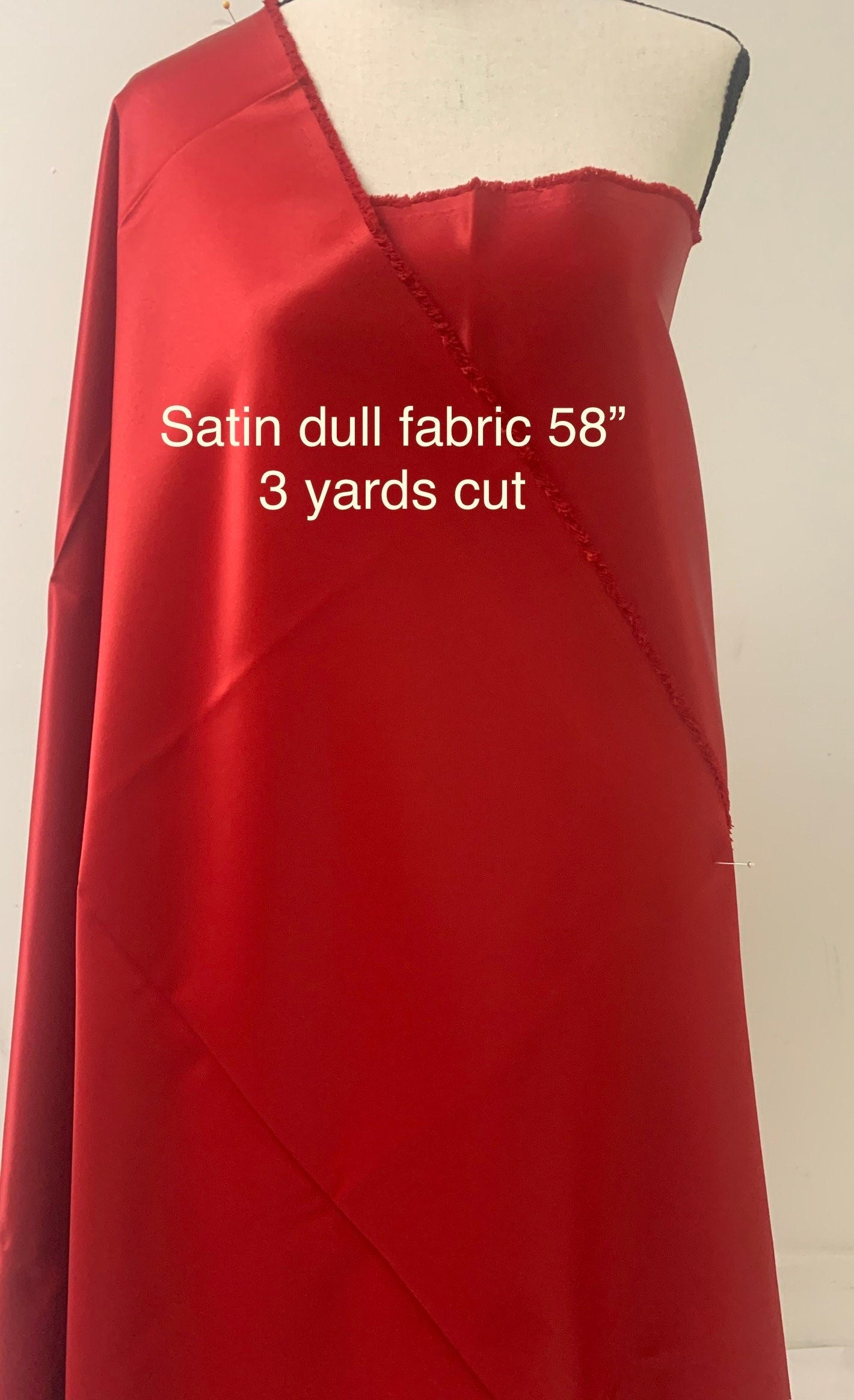 1 piece 3 yards Red Bridal satin fabric, width 58", Polyester, Dull italian satin. Bridesmaid fabric, party dress, craft project Free sample