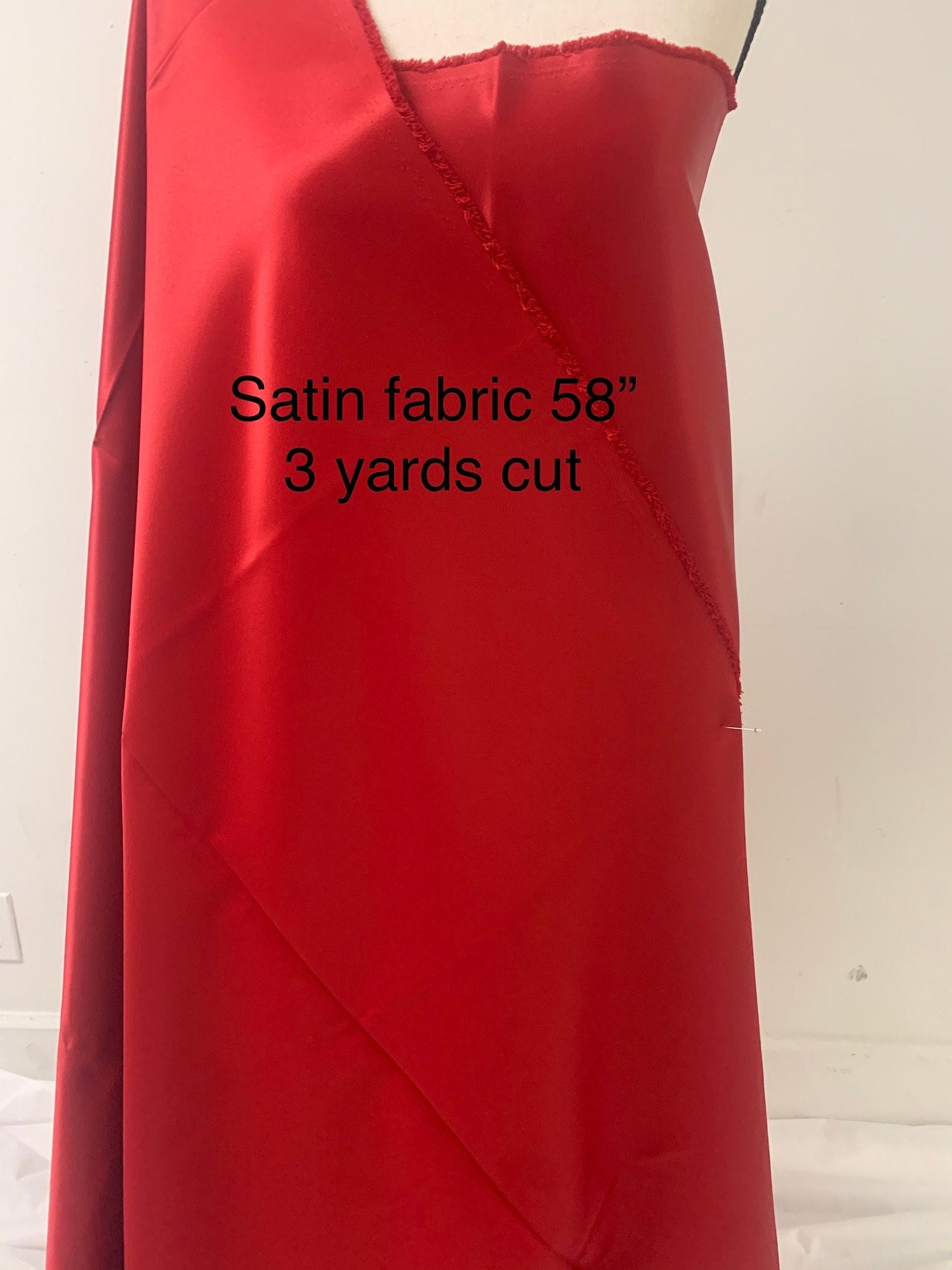1 piece 3 yards Red Bridal satin fabric, width 58", Polyester, Dull italian satin. Bridesmaid fabric, party dress, craft project Free sample