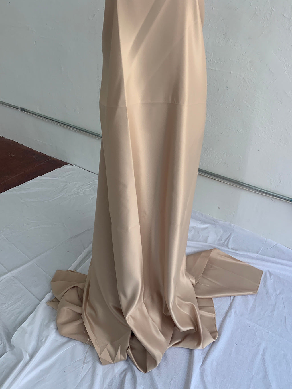 1 piece 3 yards lt. gold Bridal satin fabric, width 58", Polyester, Dull italian satin. Bridesmaid fabric, party dress, craft Free sample