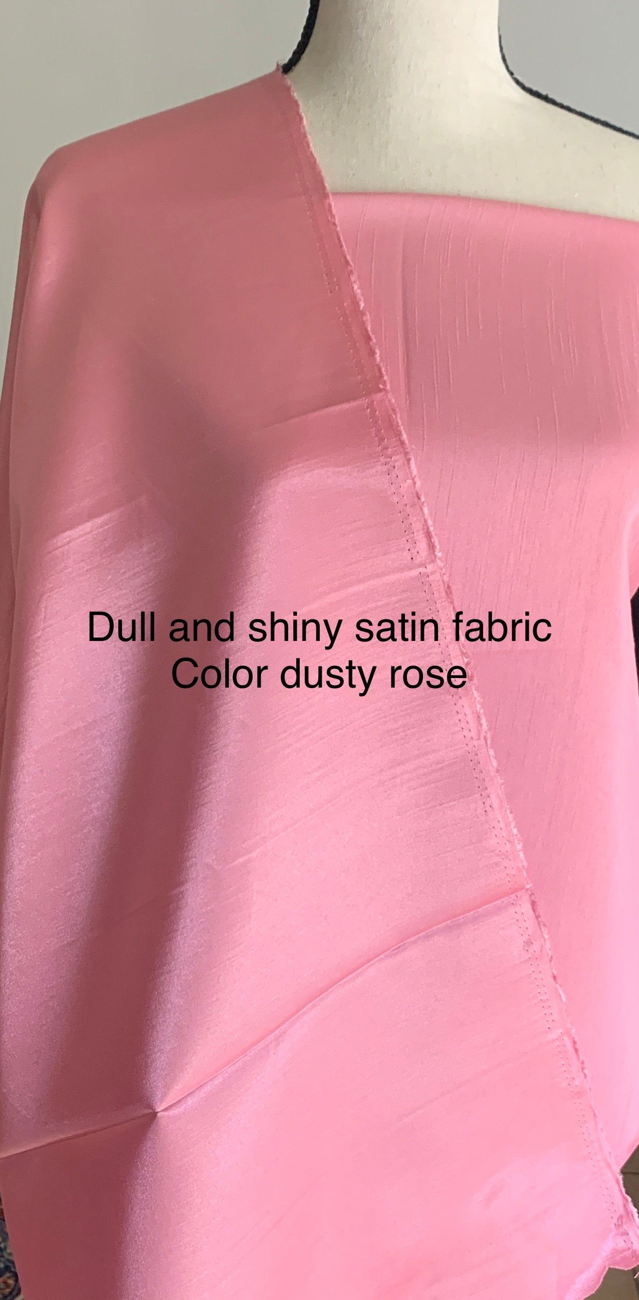 A 2 yards Dusty Rose satin Shantung Fabric width 58 inches polyester double sided dull and shiny. slubbed texture. FREE sample. item 112.