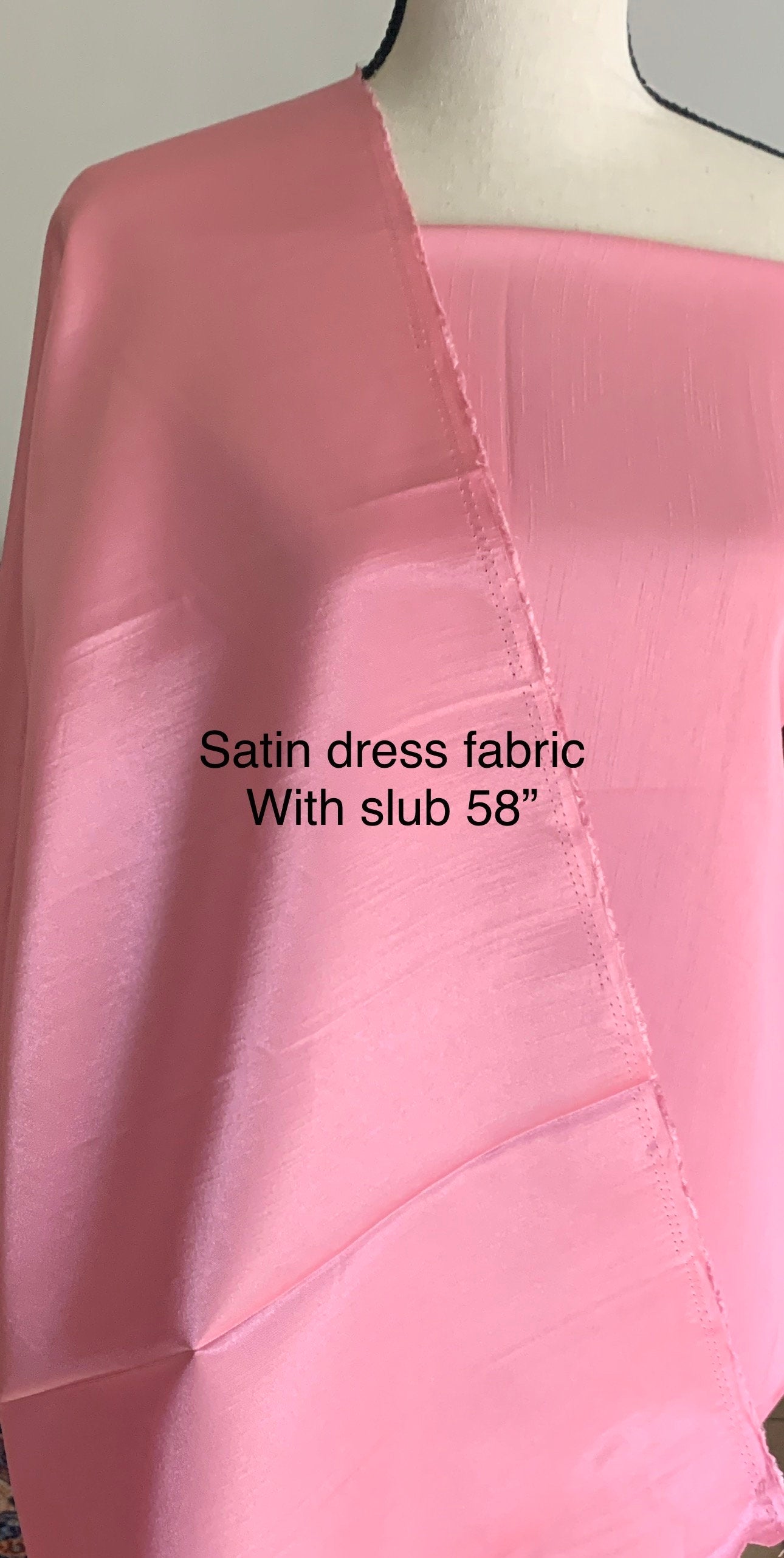 A 2 yards Dusty Rose satin Shantung Fabric width 58 inches polyester double sided dull and shiny. slubbed texture. FREE sample. item 112.