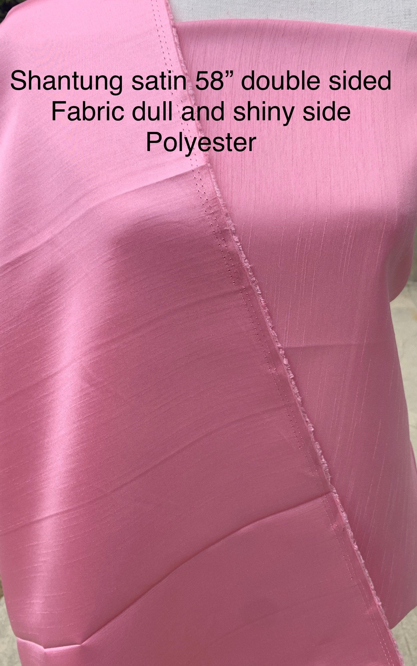 A 2 yards Dusty Rose satin Shantung Fabric width 58 inches polyester double sided dull and shiny. slubbed texture. FREE sample. item 112.