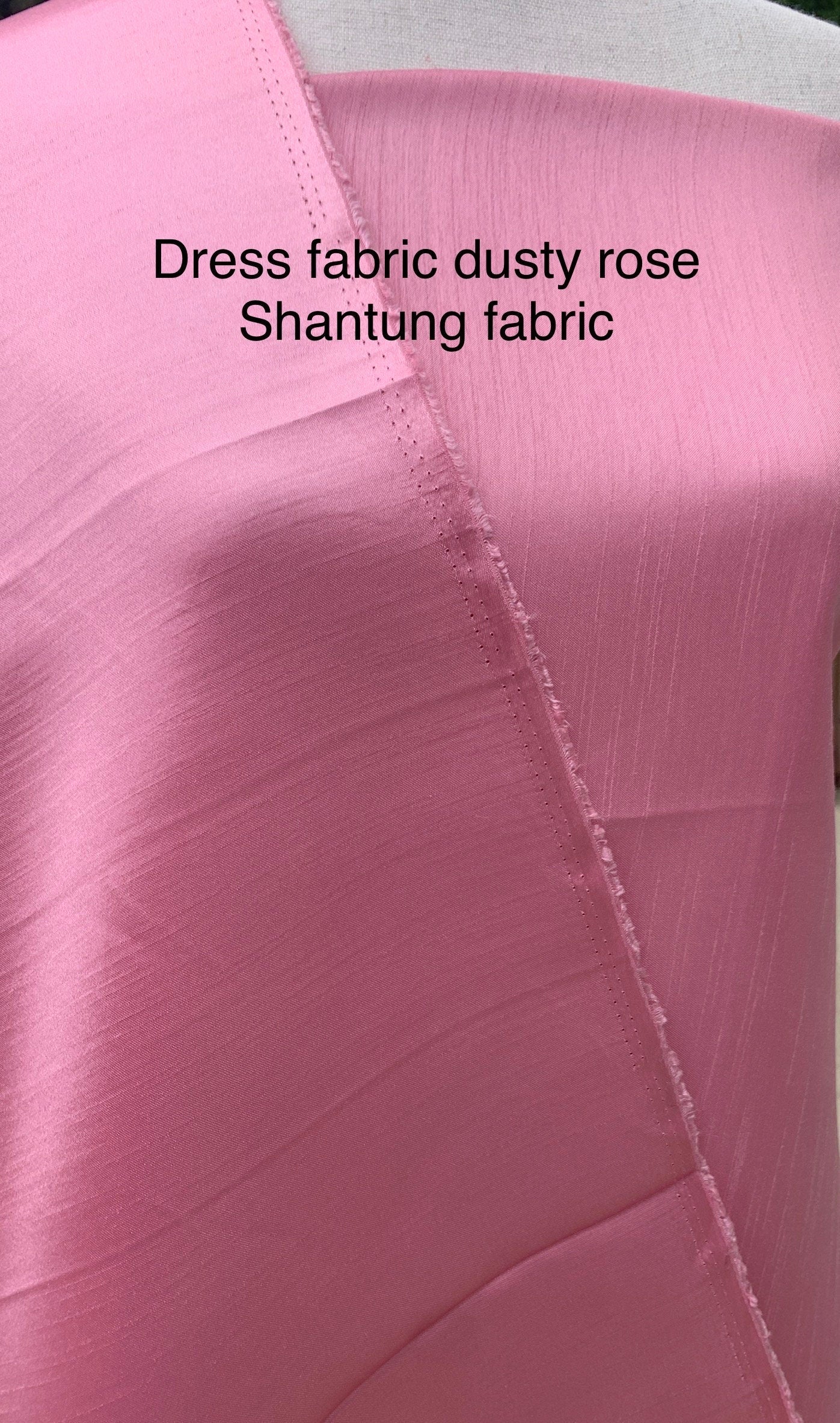 A 2 yards Dusty Rose satin Shantung Fabric width 58 inches polyester double sided dull and shiny. slubbed texture. FREE sample. item 112.