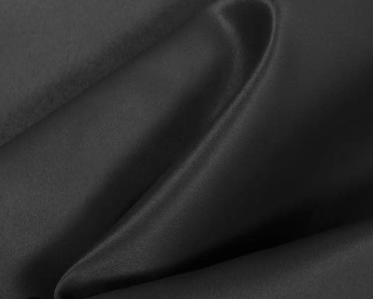 Black Dull satin fabric, width 58", Polyester, Known as Dull Italian satin, peau de soie, matte satin.