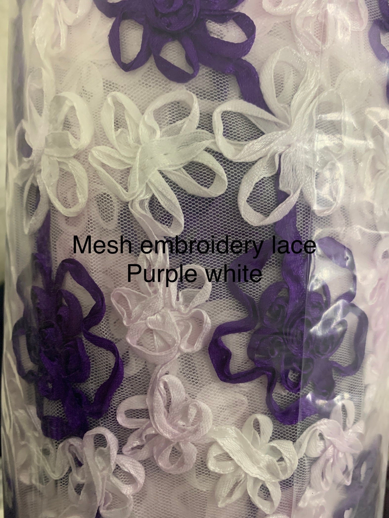 1 piece 3 yards cut Embroidery Flower-mesh fabric width 58" fabric has 5 inch salvage mesh on both side, 3 yards cut. color purple, Red pink