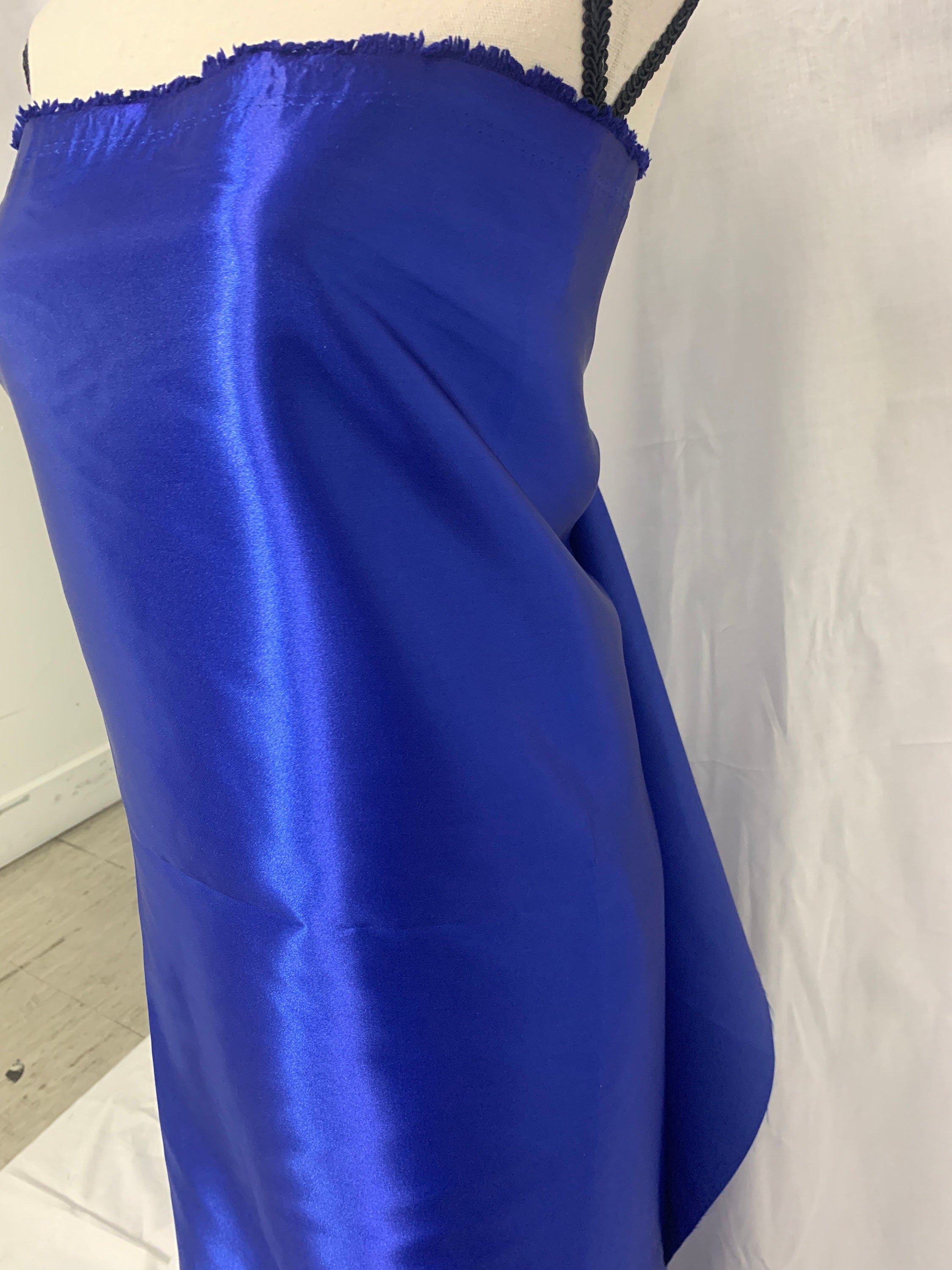 Royal blue satin width 58" polyester. great fabric for bridesmaid, table cover decoration and craft. free sample.