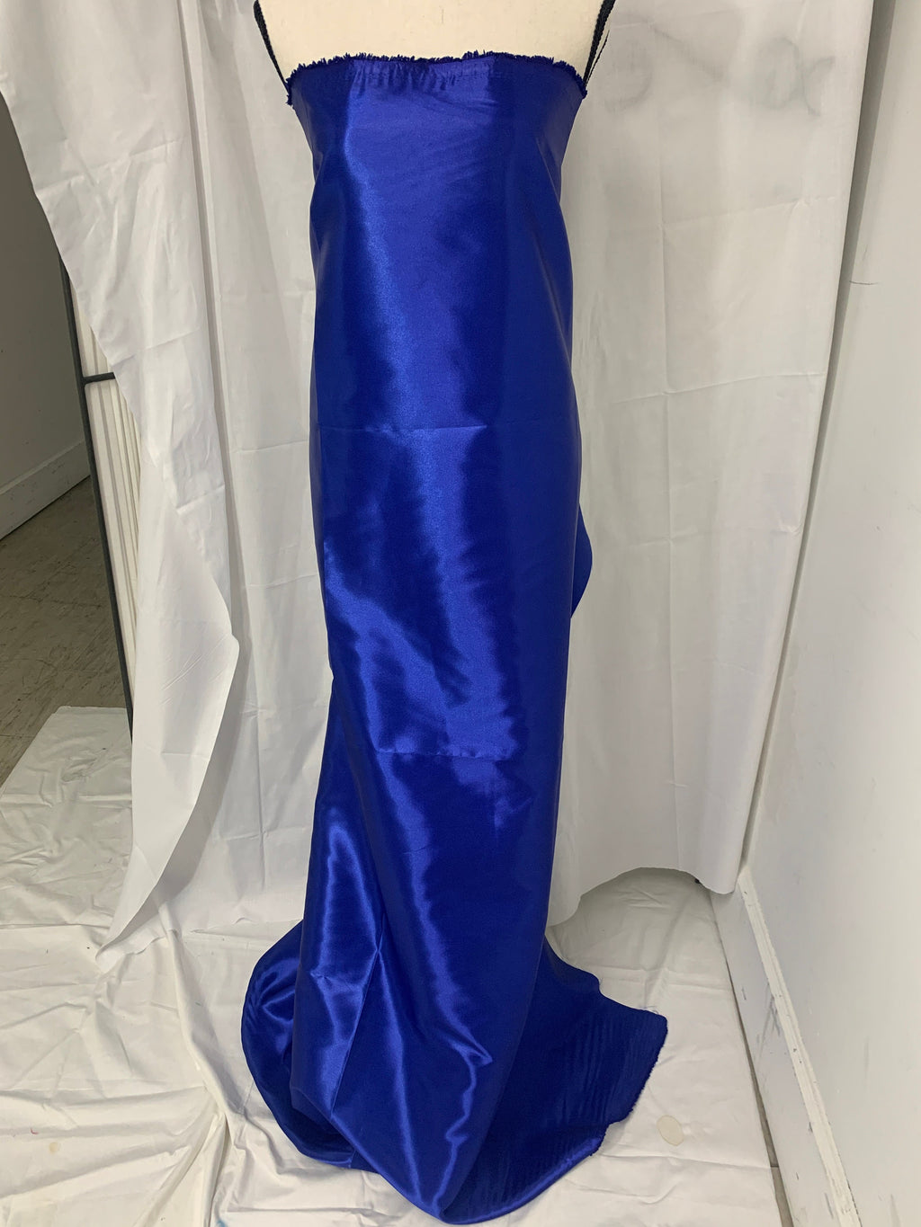 Royal blue satin width 58" polyester. great fabric for bridesmaid, table cover decoration and craft. free sample.