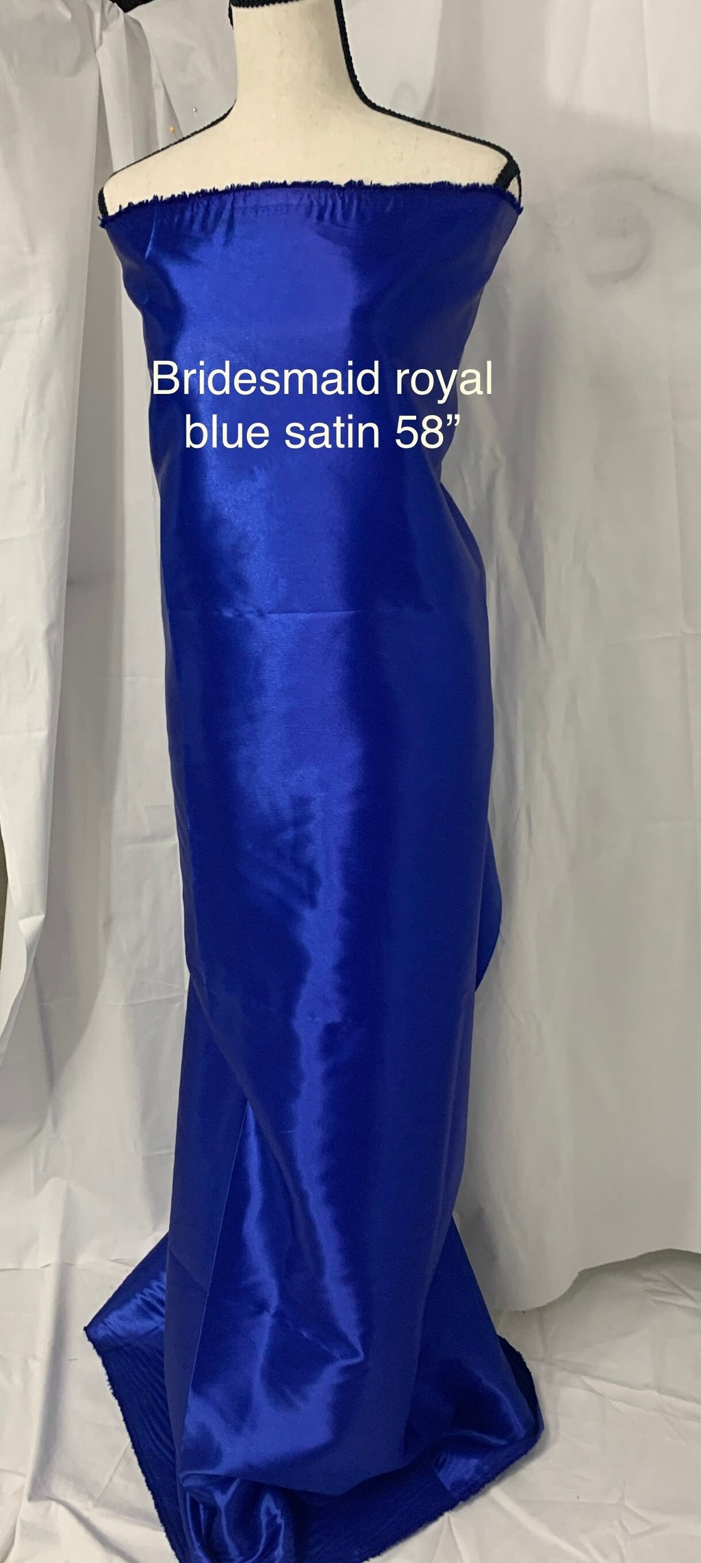 Royal blue satin width 58" polyester. great fabric for bridesmaid, table cover decoration and craft. free sample.