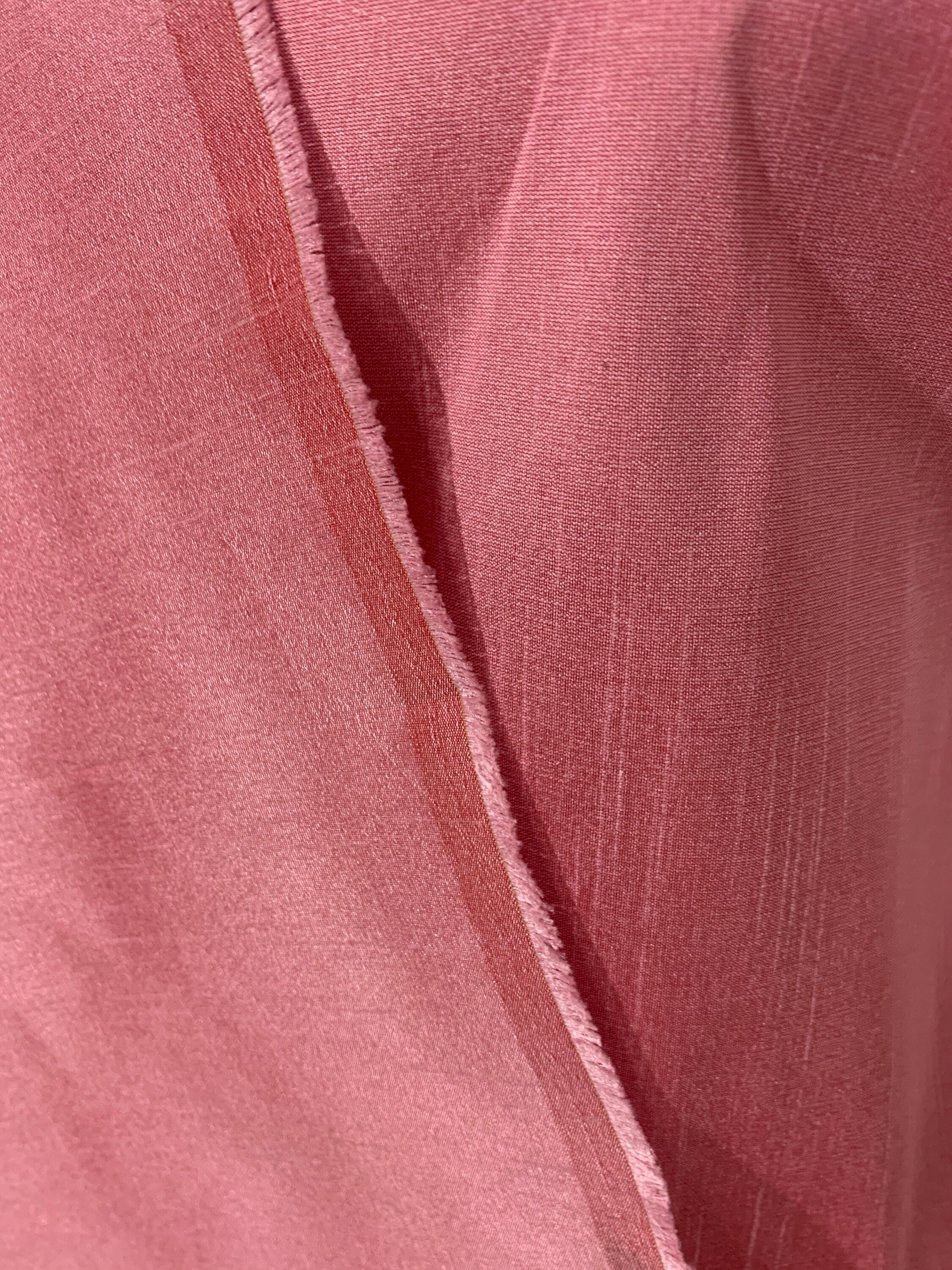 Rose color poly dupioni fabric width 58". made of two different color of threads sage and yellow. free smple. item# 108