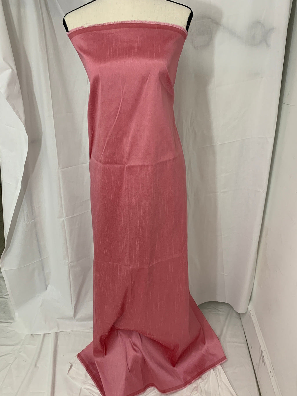 Rose color poly dupioni fabric width 58". made of two different color of threads sage and yellow. free smple. item# 108