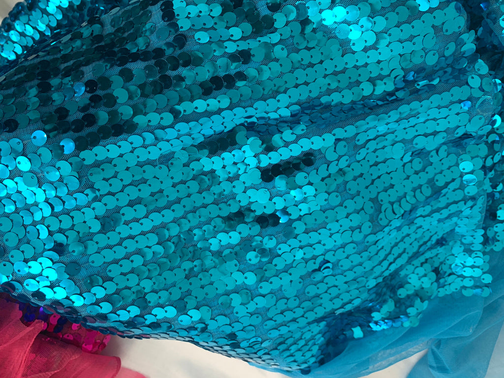 1 piece 5 yards cut sequence Turquoise color fabric.