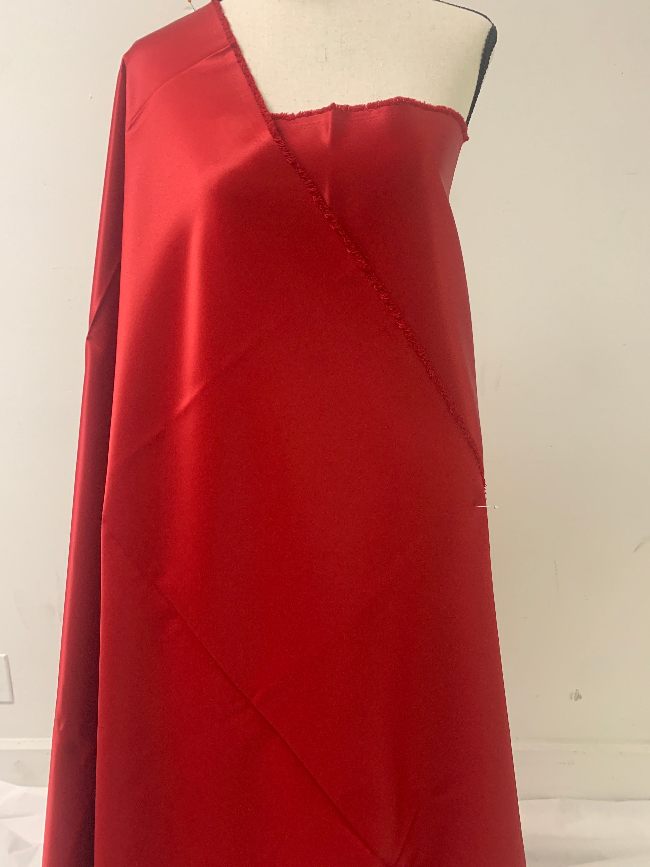 1 piece 3 yards Red Bridal satin fabric, width 58", Polyester, Dull italian satin. Bridesmaid fabric, party dress, craft project Free sample