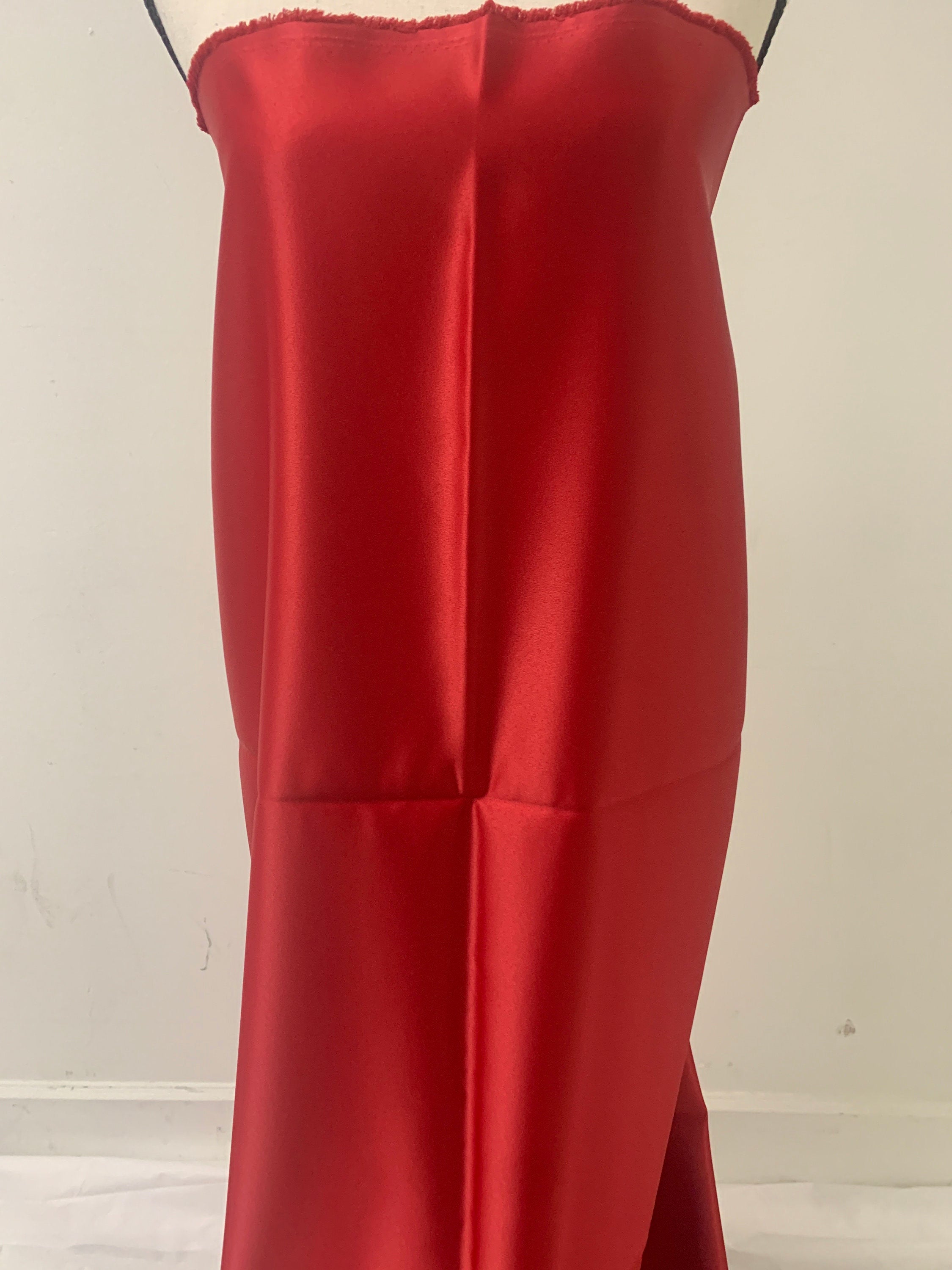 1 piece 3 yards Red Bridal satin fabric, width 58", Polyester, Dull italian satin. Bridesmaid fabric, party dress, craft project Free sample