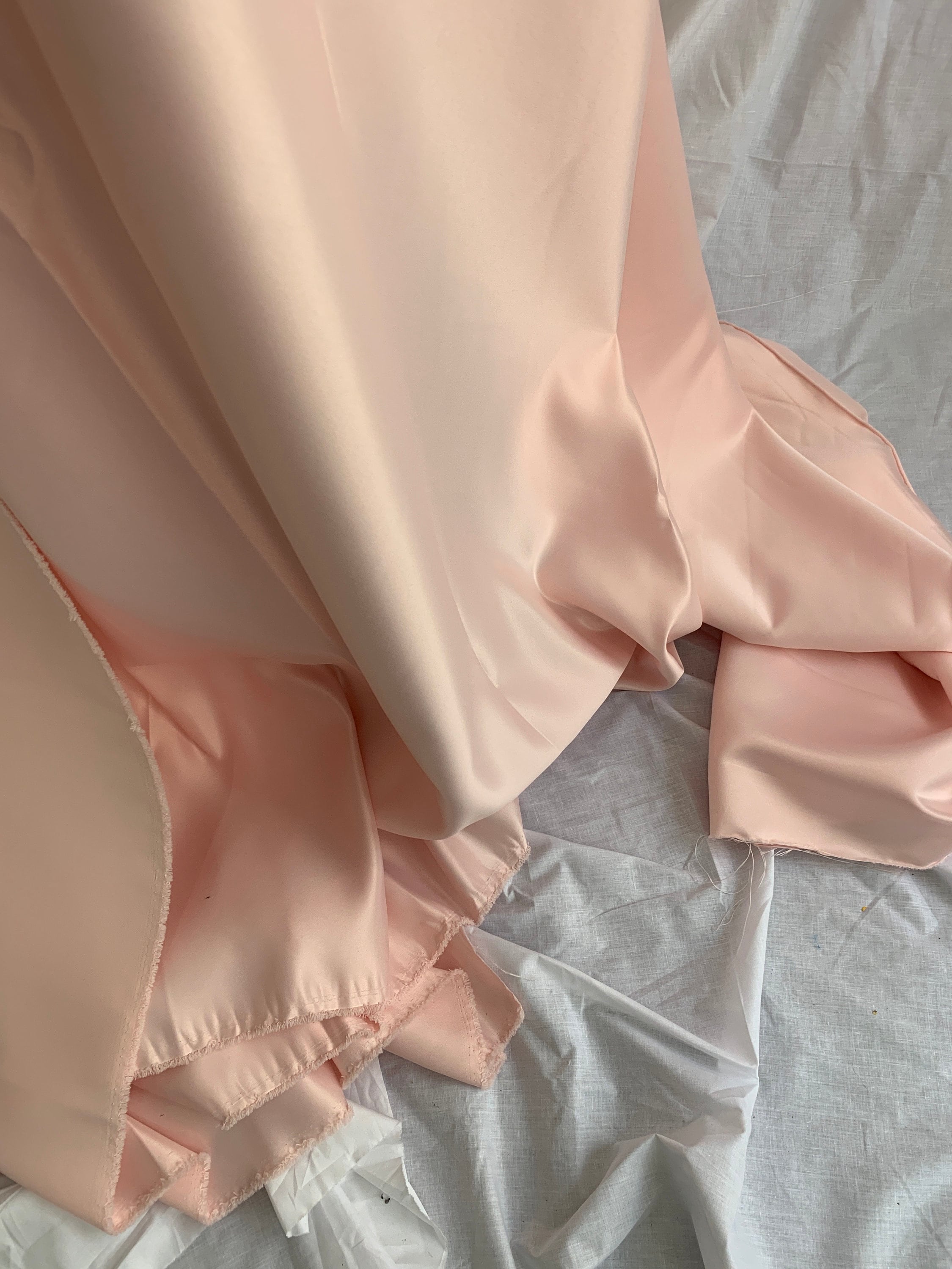 1 piece 3 yards Lt. Peach Bridal satin fabric, width 58", Polyester, Dull italian satin. Bridesmaid fabric, craft, Free sample