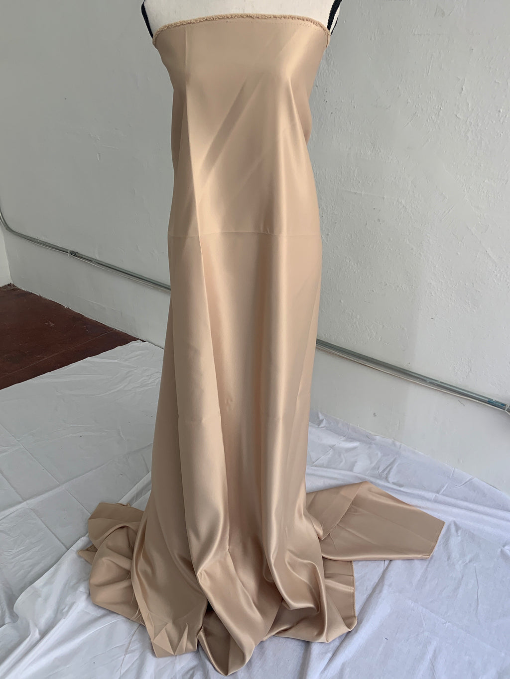 1 piece 3 yards lt. gold Bridal satin fabric, width 58", Polyester, Dull italian satin. Bridesmaid fabric, party dress, craft Free sample