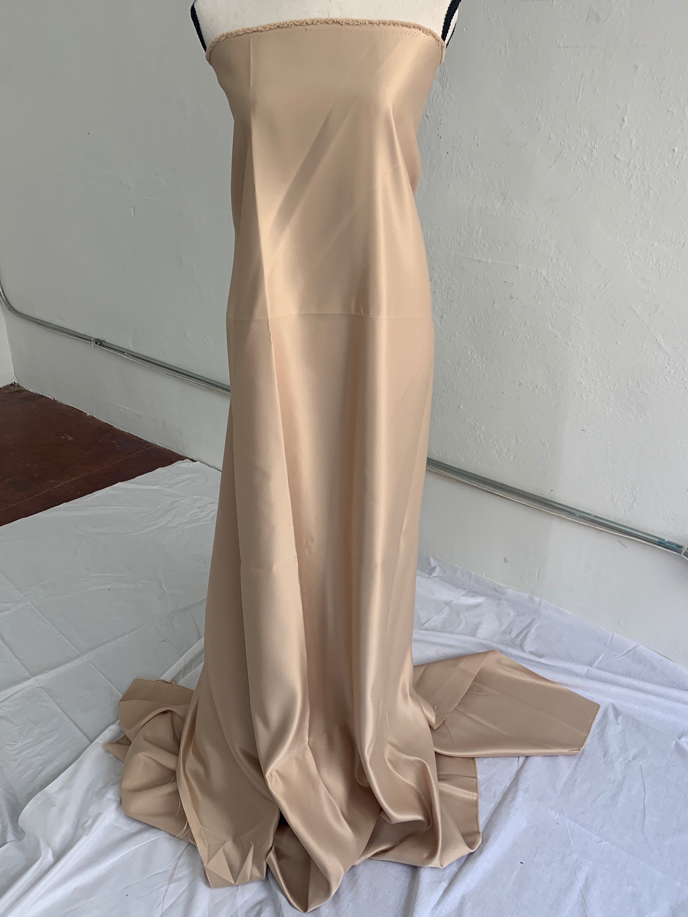 1 piece 3 yards lt. gold Bridal satin fabric, width 58", Polyester, Dull italian satin. Bridesmaid fabric, party dress, craft Free sample