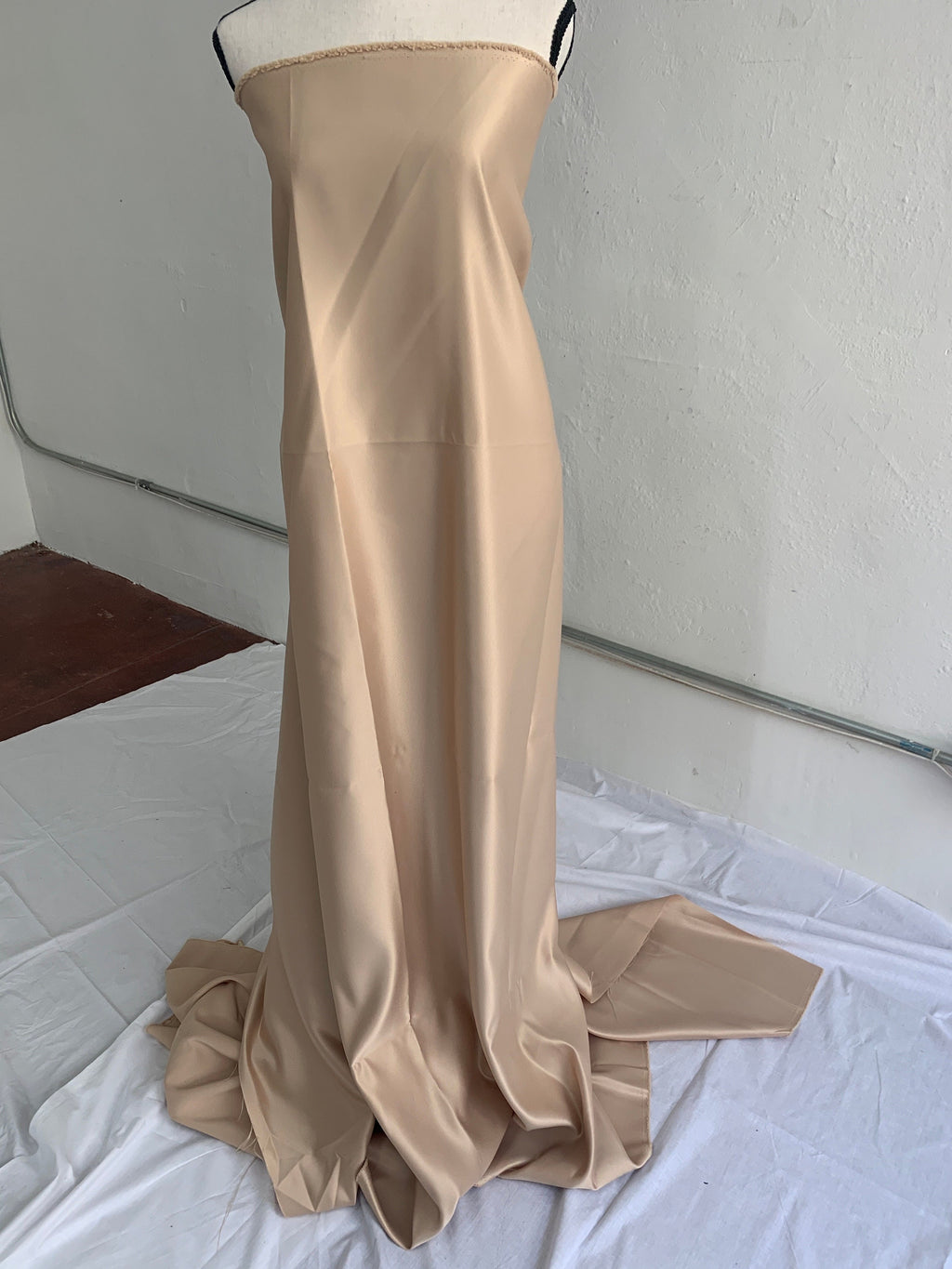 3 yards Dull Bridal satin fabric - Taupe - width 58"