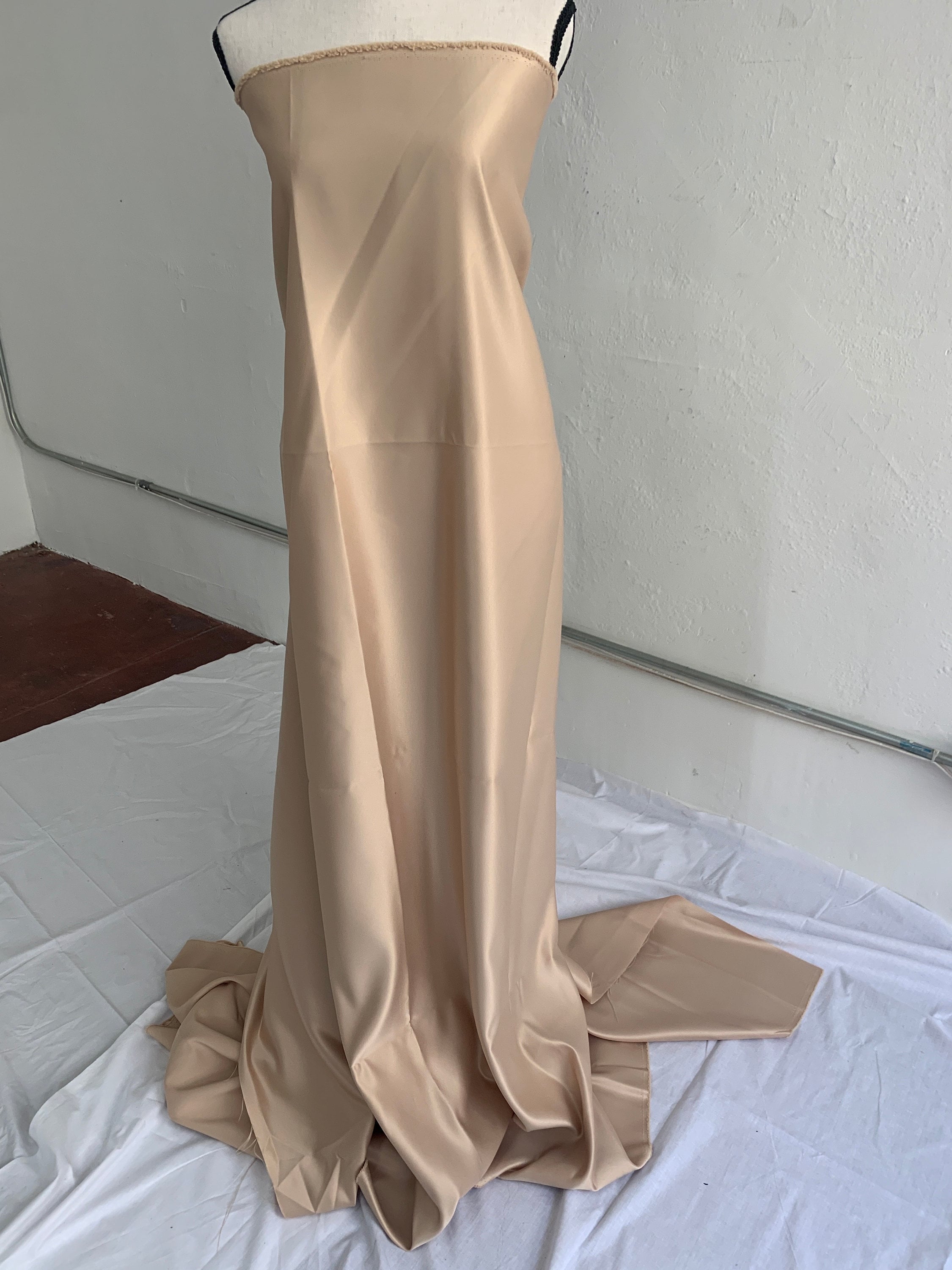 1 piece 3 yards lt. gold Bridal satin fabric, width 58", Polyester, Dull italian satin. Bridesmaid fabric, party dress, craft Free sample