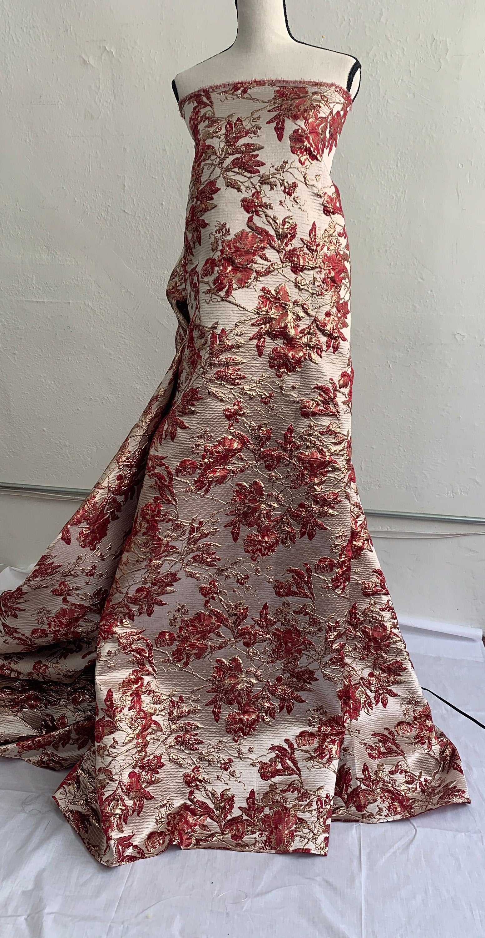 5 yards floral metalic Brocade fabric, width 56" in 9 elegant colors. free color sample available at request.