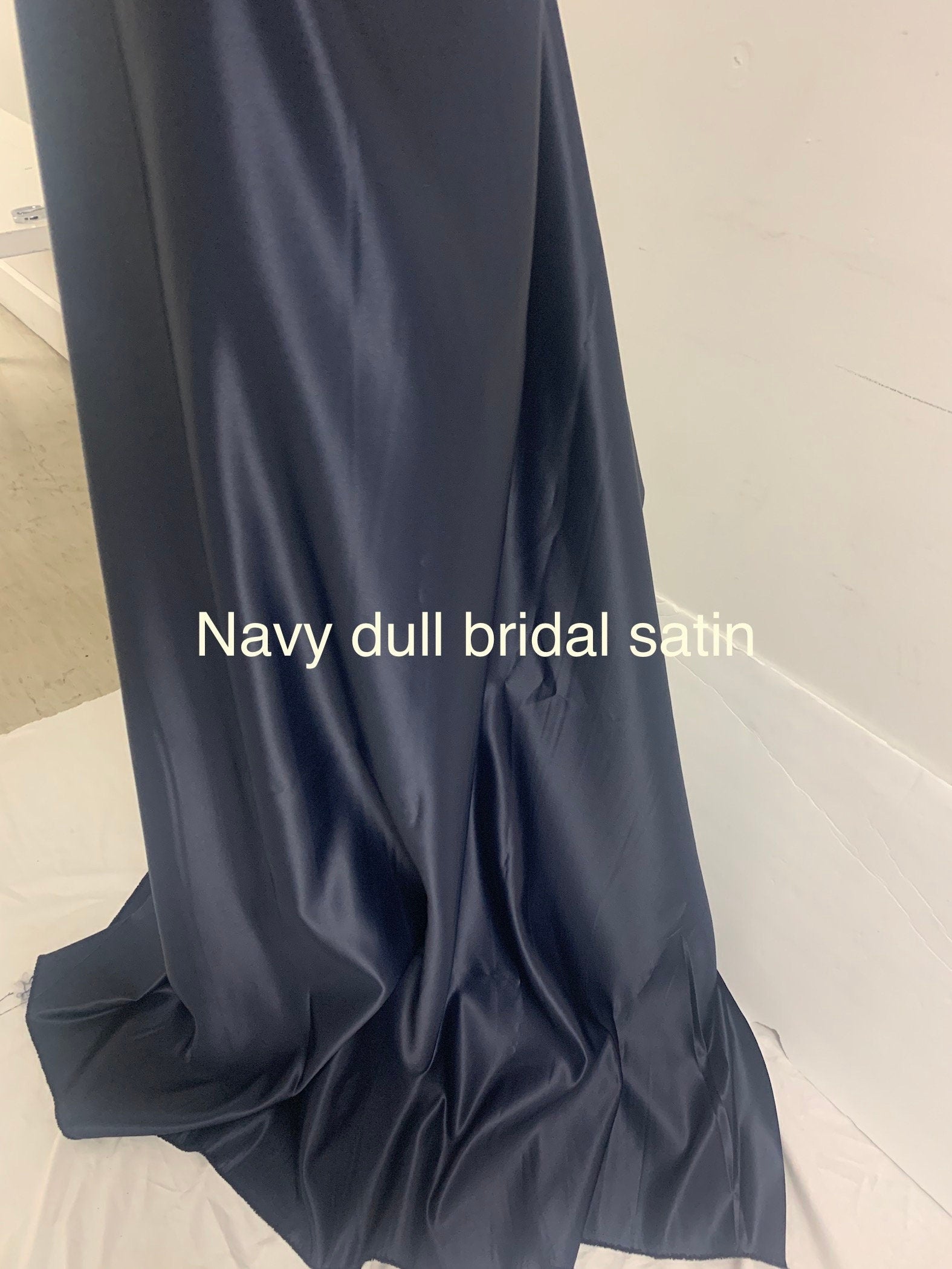 Navy Bridal satin fabric, width 58", Polyester, Dull italian satin. Bridesmaid fabric, craft, party dress. Free sample