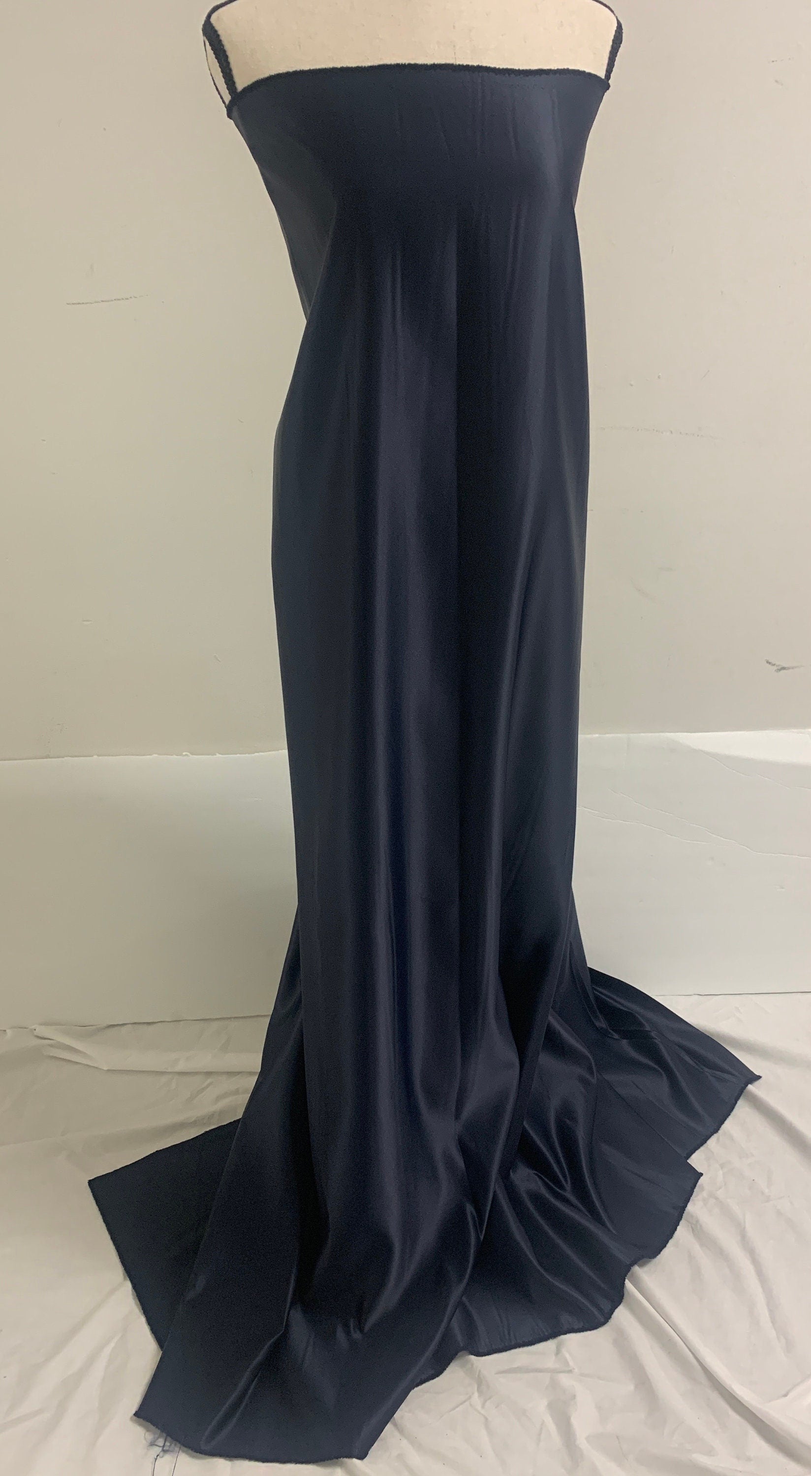 Navy Bridal satin fabric, width 58", Polyester, Dull italian satin. Bridesmaid fabric, craft, party dress. Free sample