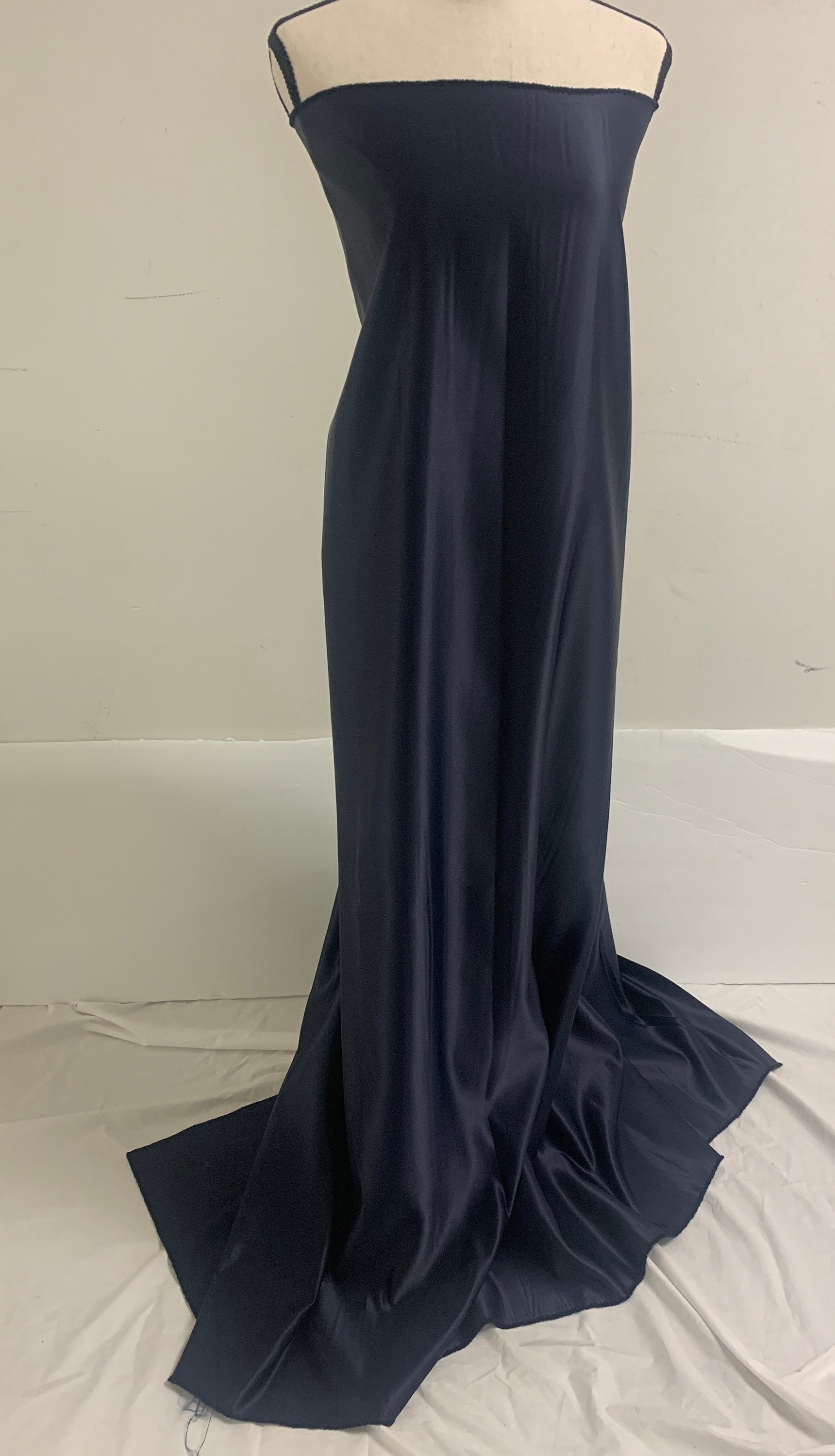 Navy Bridal satin fabric, width 58", Polyester, Dull italian satin. Bridesmaid fabric, craft, party dress. Free sample