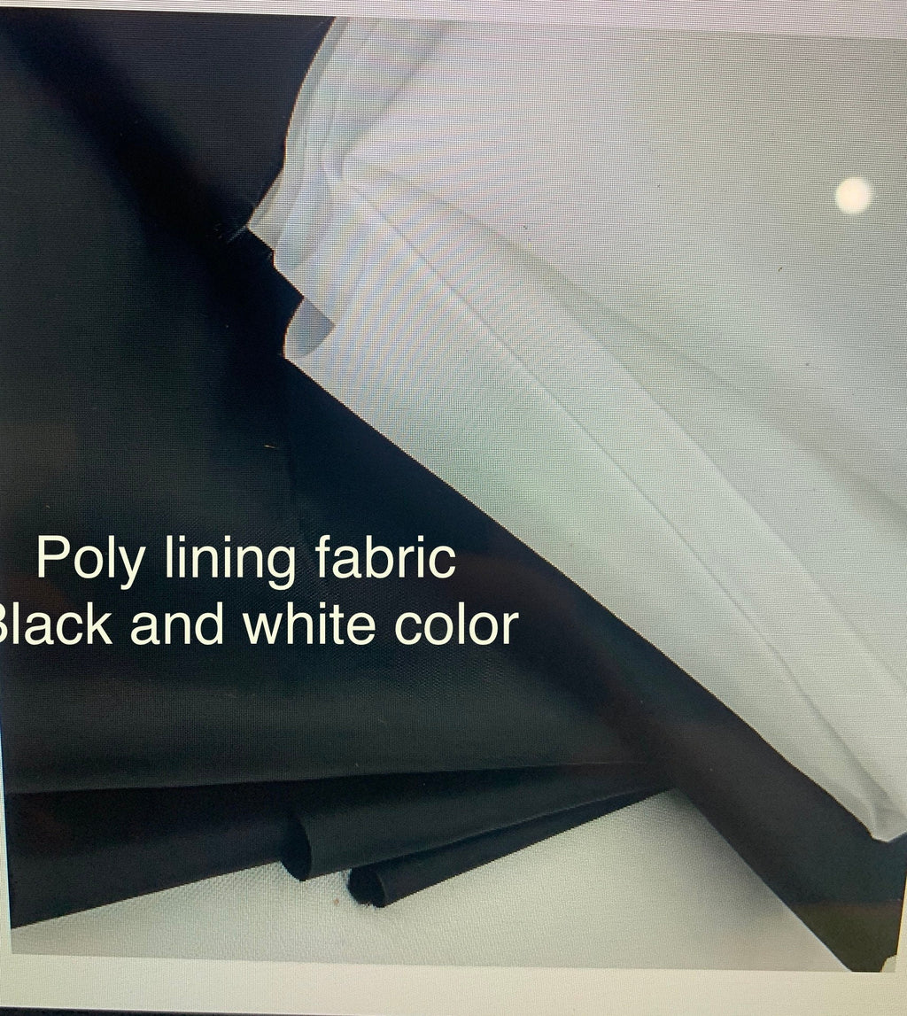 Black and white solid poly Lining fabric, 100% polyester, width 59" free sample available upon request