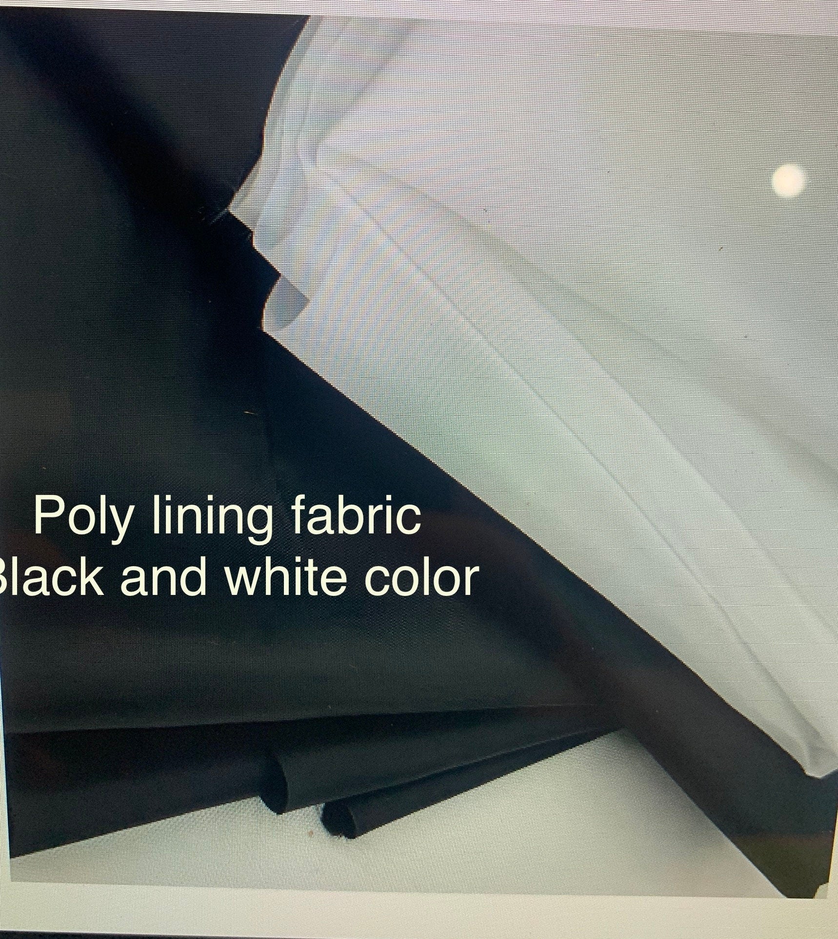 Black and white solid poly Lining fabric, 100% polyester, width 59" free sample available upon request