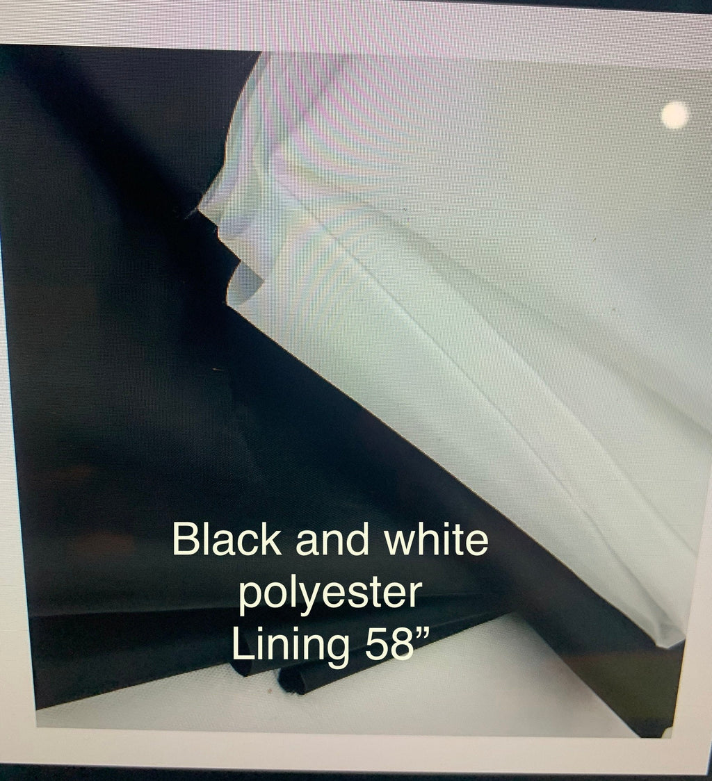 Black and white solid poly Lining fabric, 100% polyester, width 59" free sample available upon request