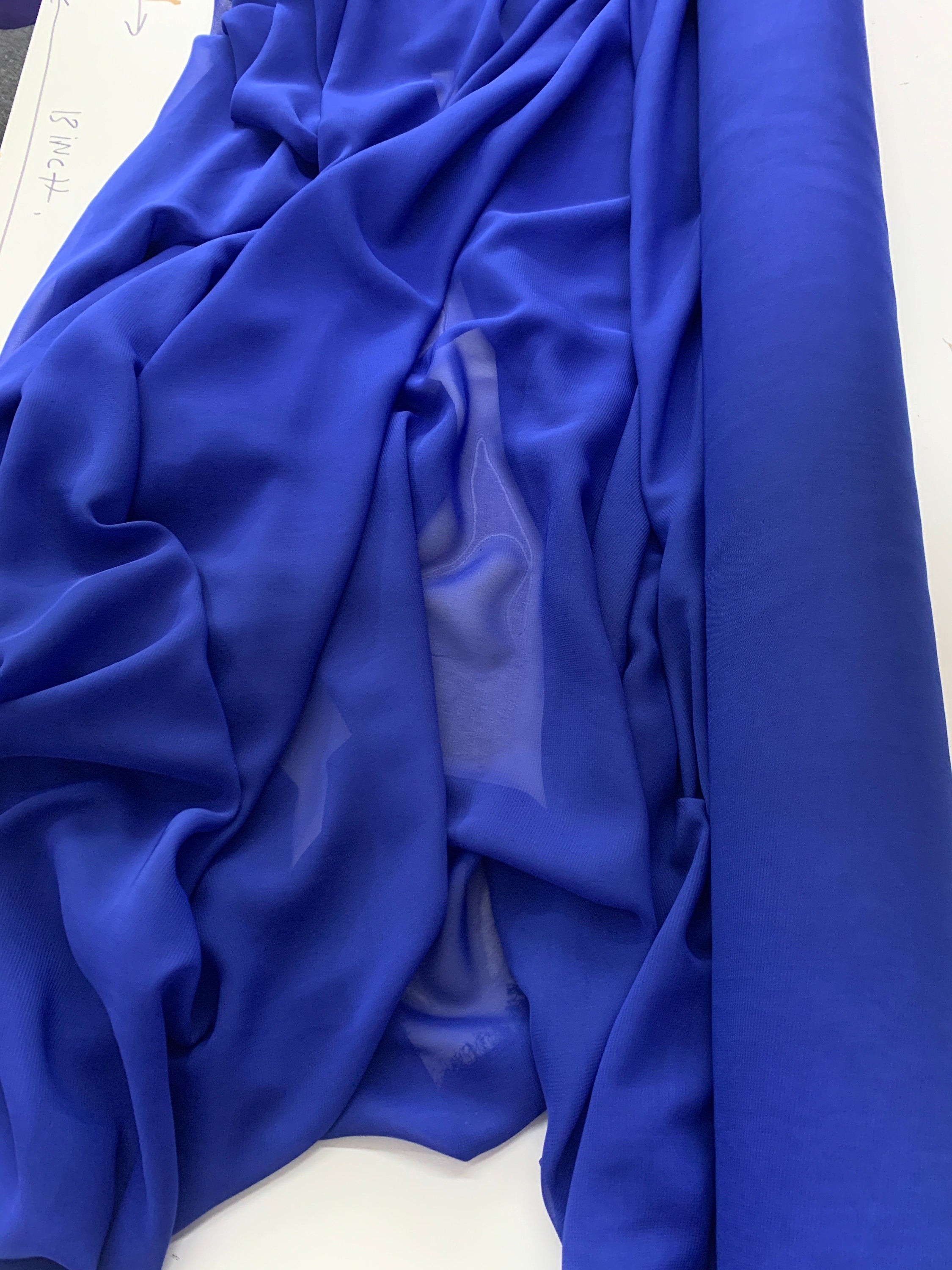 Royal Blue chiffon Fabric width 58/60 inches wide, sell and yards. Free sample Available for domestic address
