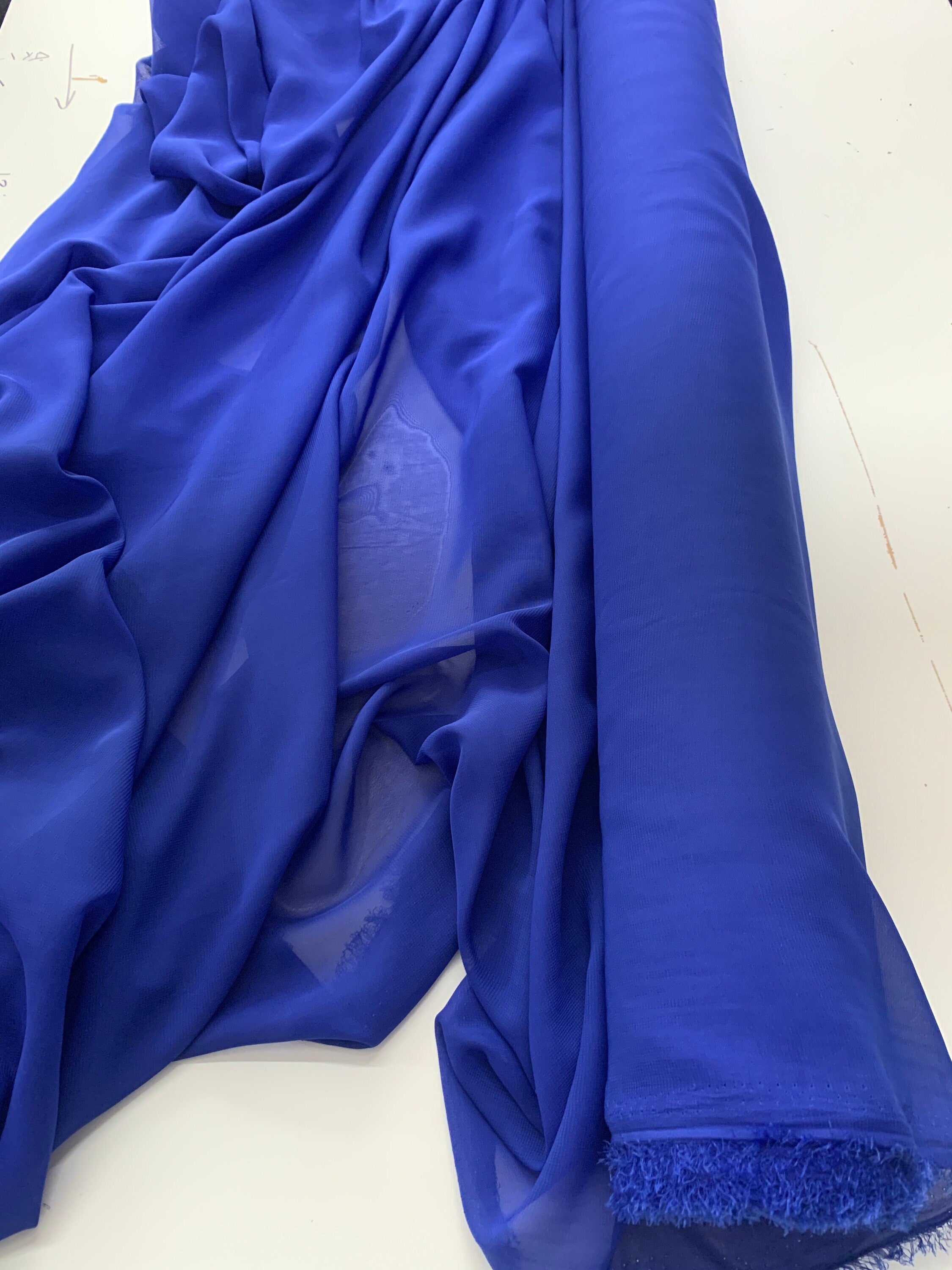 Royal Blue chiffon Fabric width 58/60 inches wide, sell and yards. Free sample Available for domestic address
