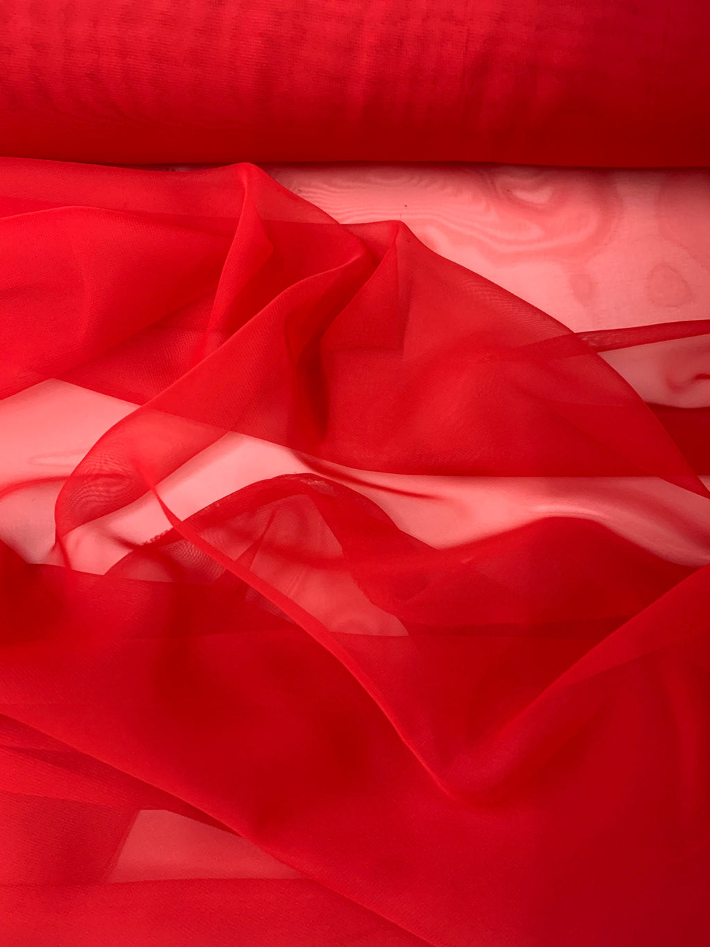 A 2 yards Red chiffon Fabric width 58/60 inches , sell by 2 yards cut continuous.
