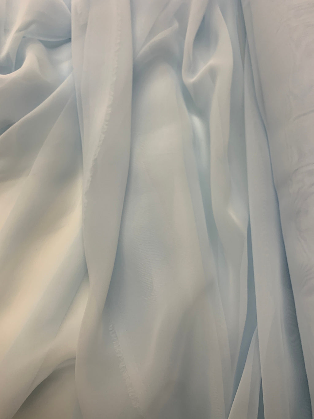 Lt. blue chiffon Fabric width 58/60 inches wide, sell and yards. Free sample Available for domestic address