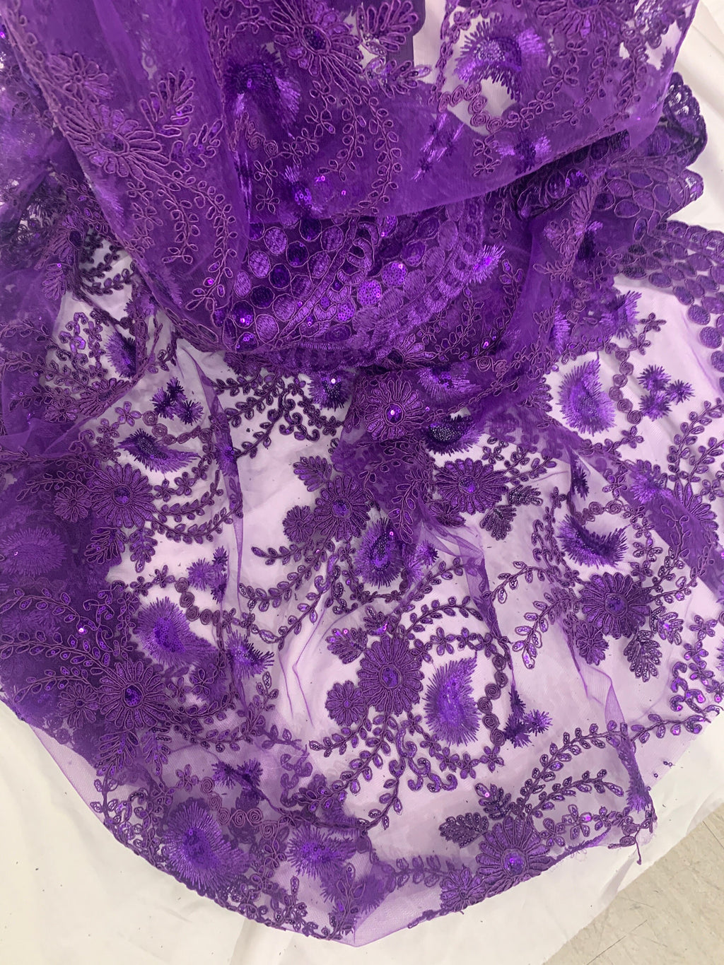 Lace Fabric - Purple - 49" Width - Design Lexie