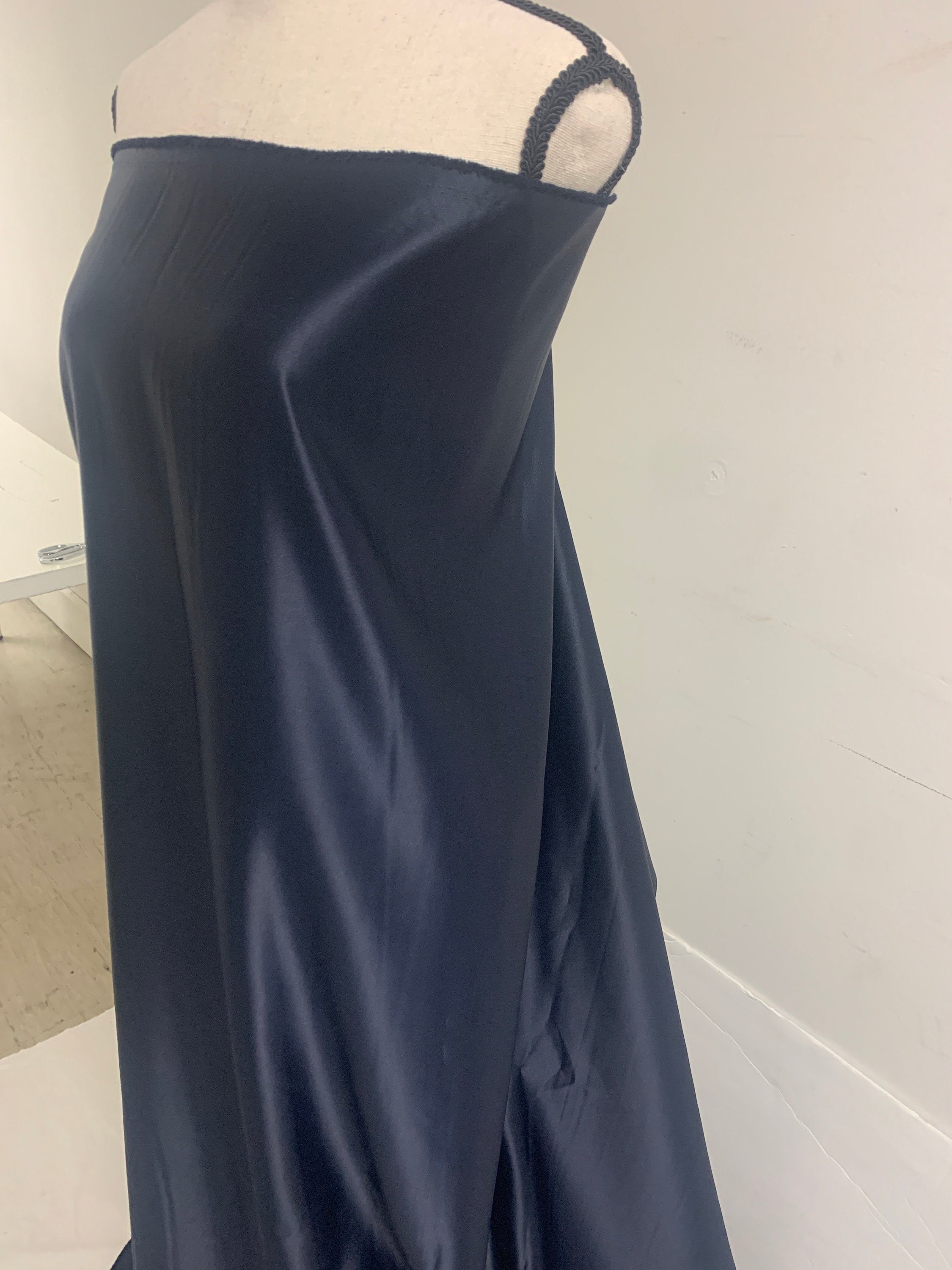 Navy Bridal satin fabric, width 58", Polyester, Dull italian satin. Bridesmaid fabric, craft, party dress. Free sample