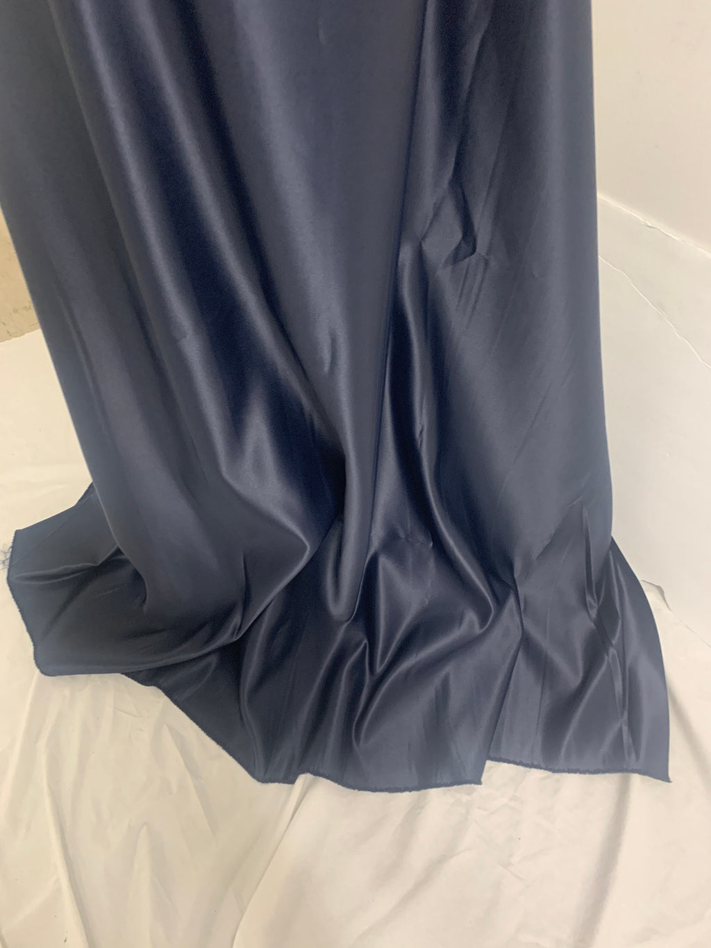 Navy Bridal satin fabric, width 58", Polyester, Dull italian satin. Bridesmaid fabric, craft, party dress. Free sample