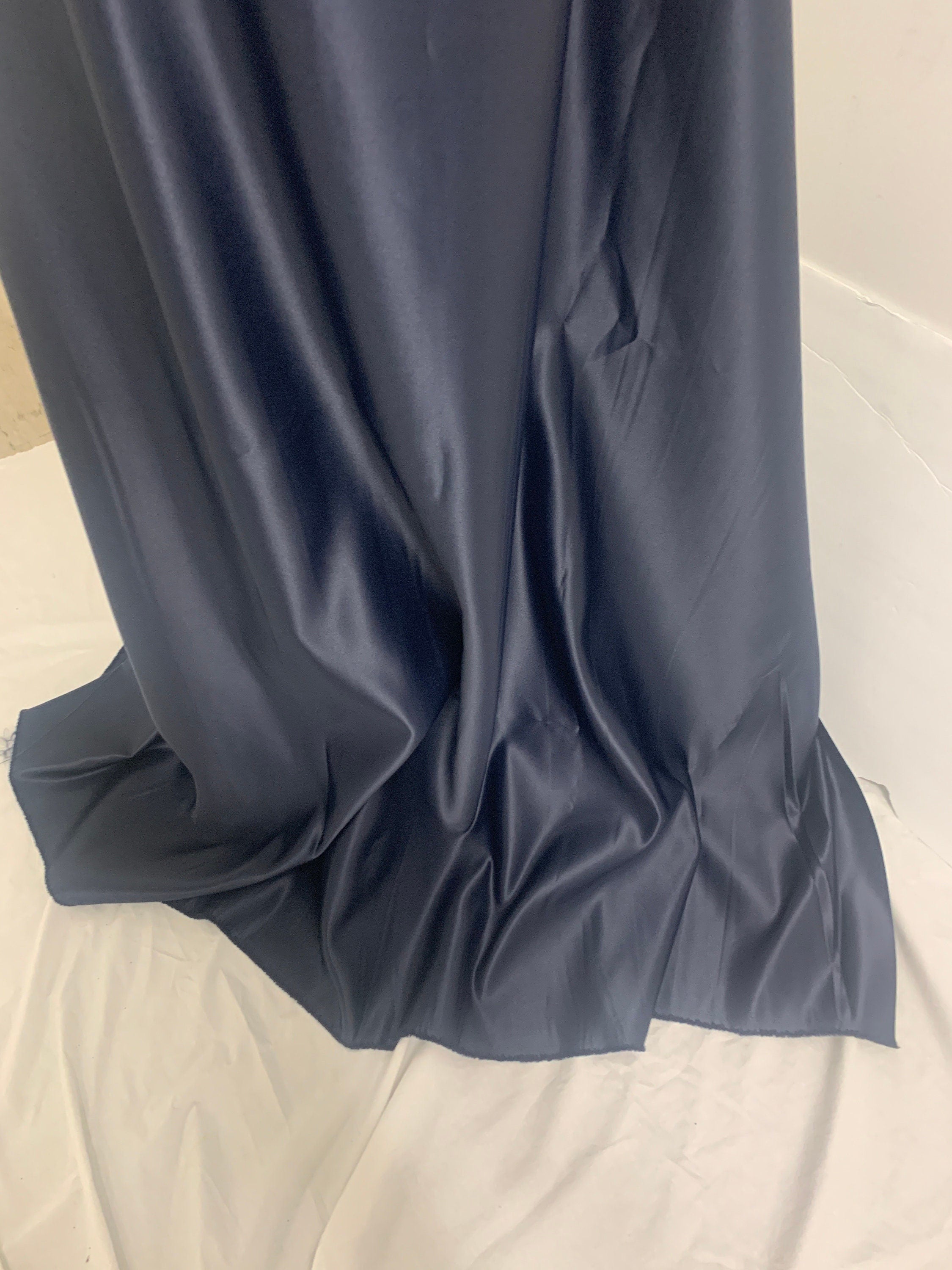 Navy Bridal satin fabric, width 58", Polyester, Dull italian satin. Bridesmaid fabric, craft, party dress. Free sample