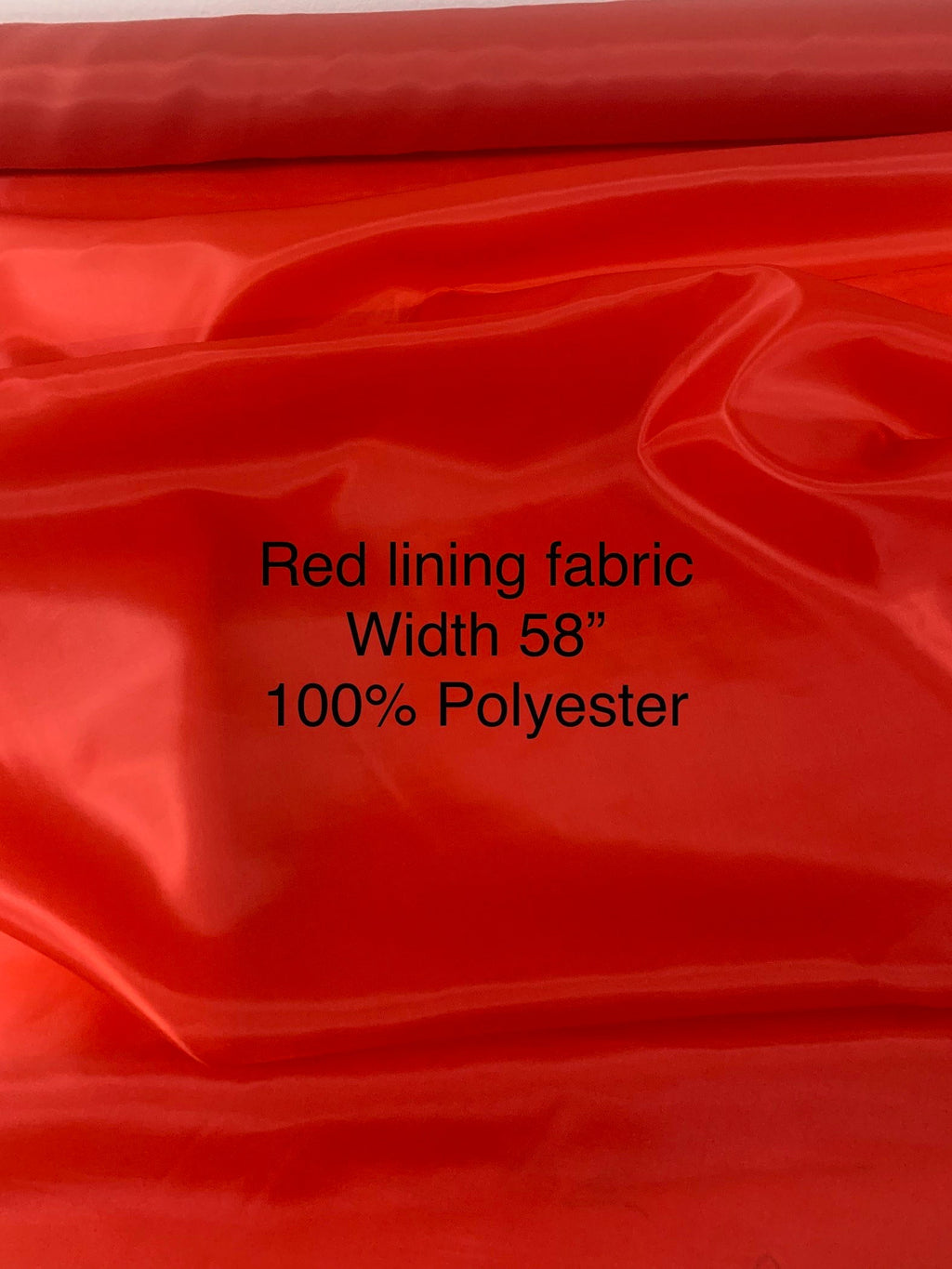 A 2 yards Red Lining fabric, polyester, width 59 inches. in stock, Cut by 2 yards and cut continuous.