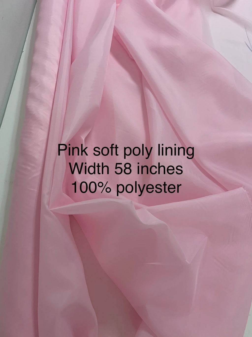A 3 Yards Cut Pink Lining fabric, polyester, width 59". sell by 3 yards increment continues.