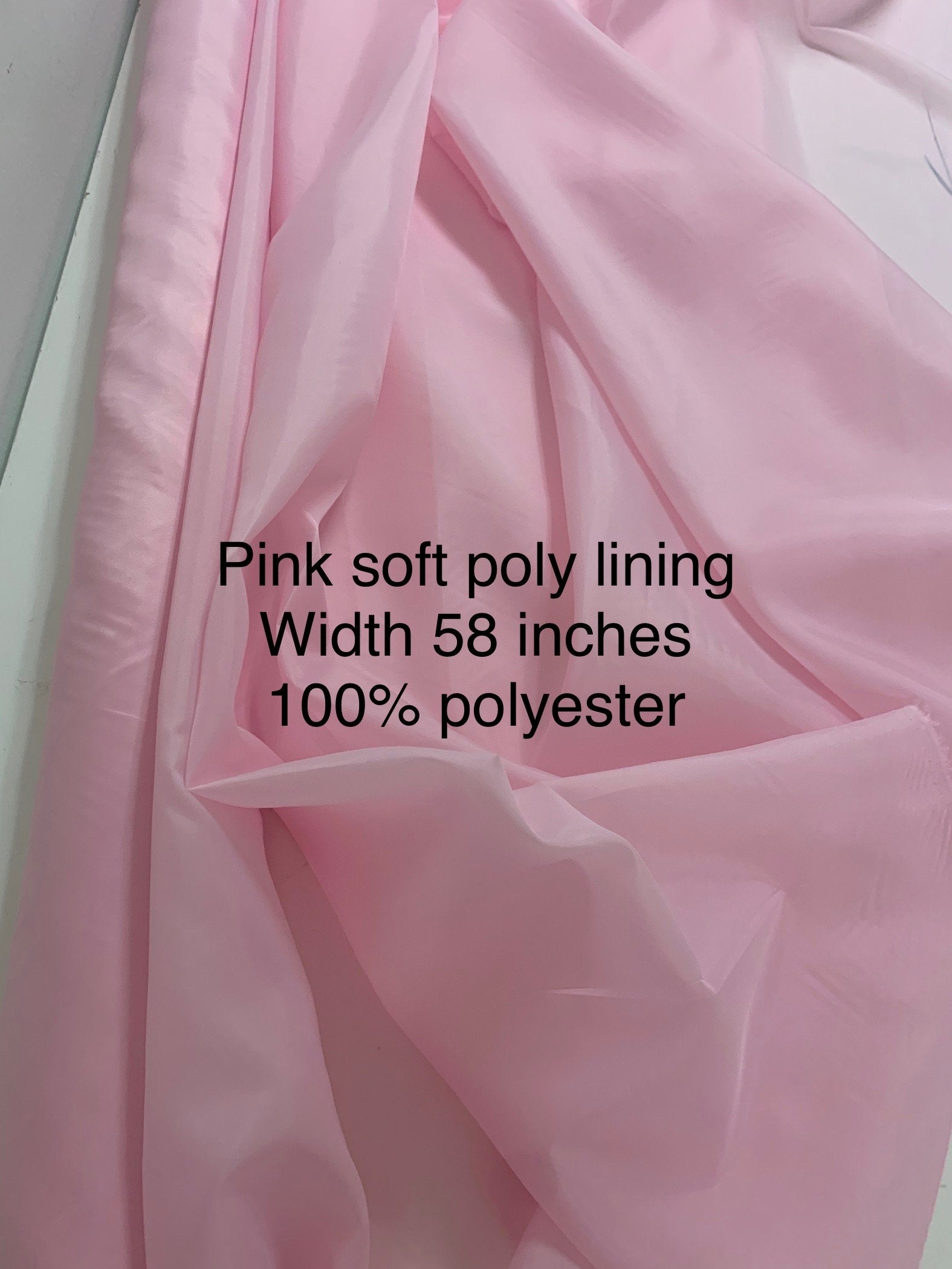 A 3 Yards Cut Pink Lining fabric, polyester, width 59". sell by 3 yards increment continues.